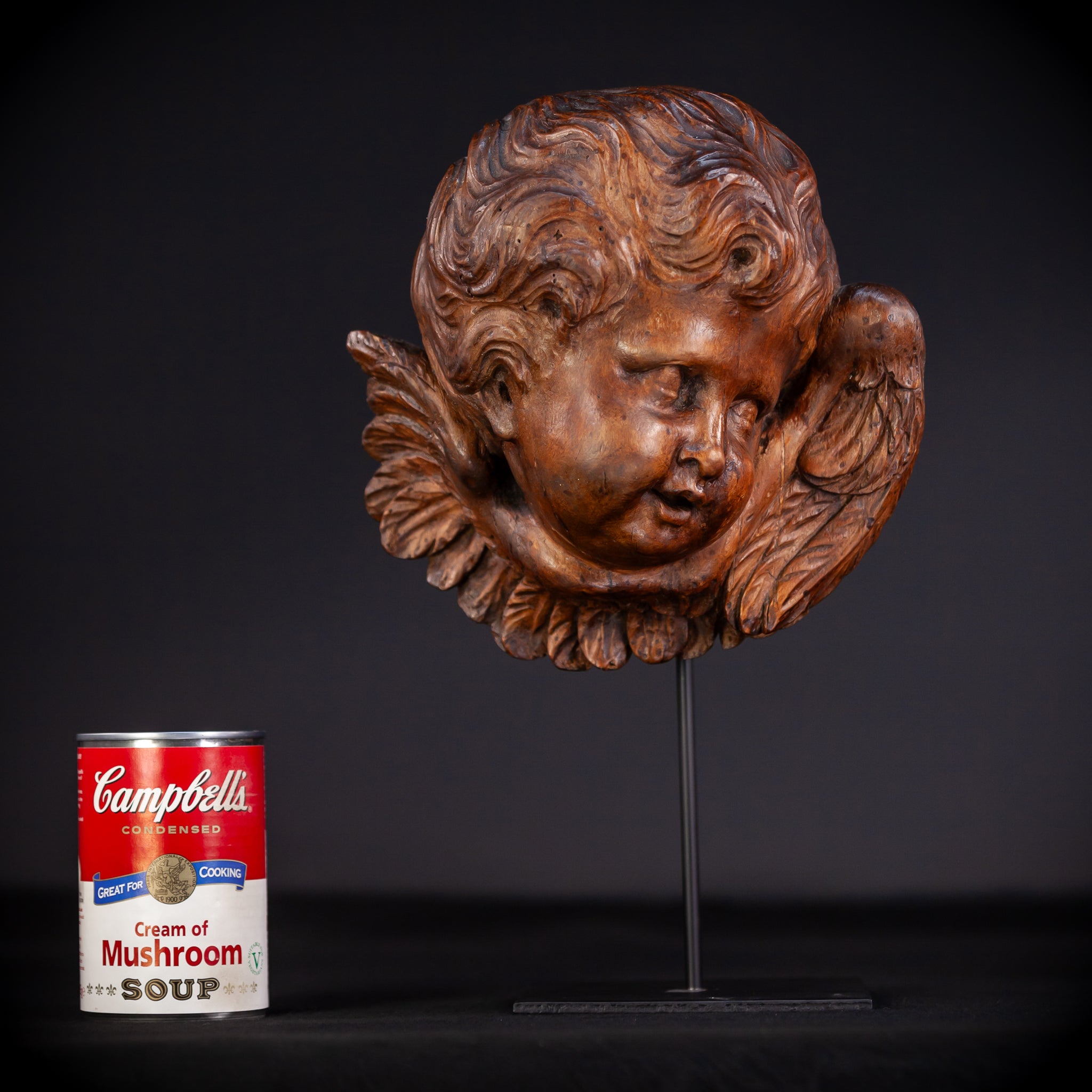 Angel Wood Carving | 1800s Antique | 8.7" / 22 cm