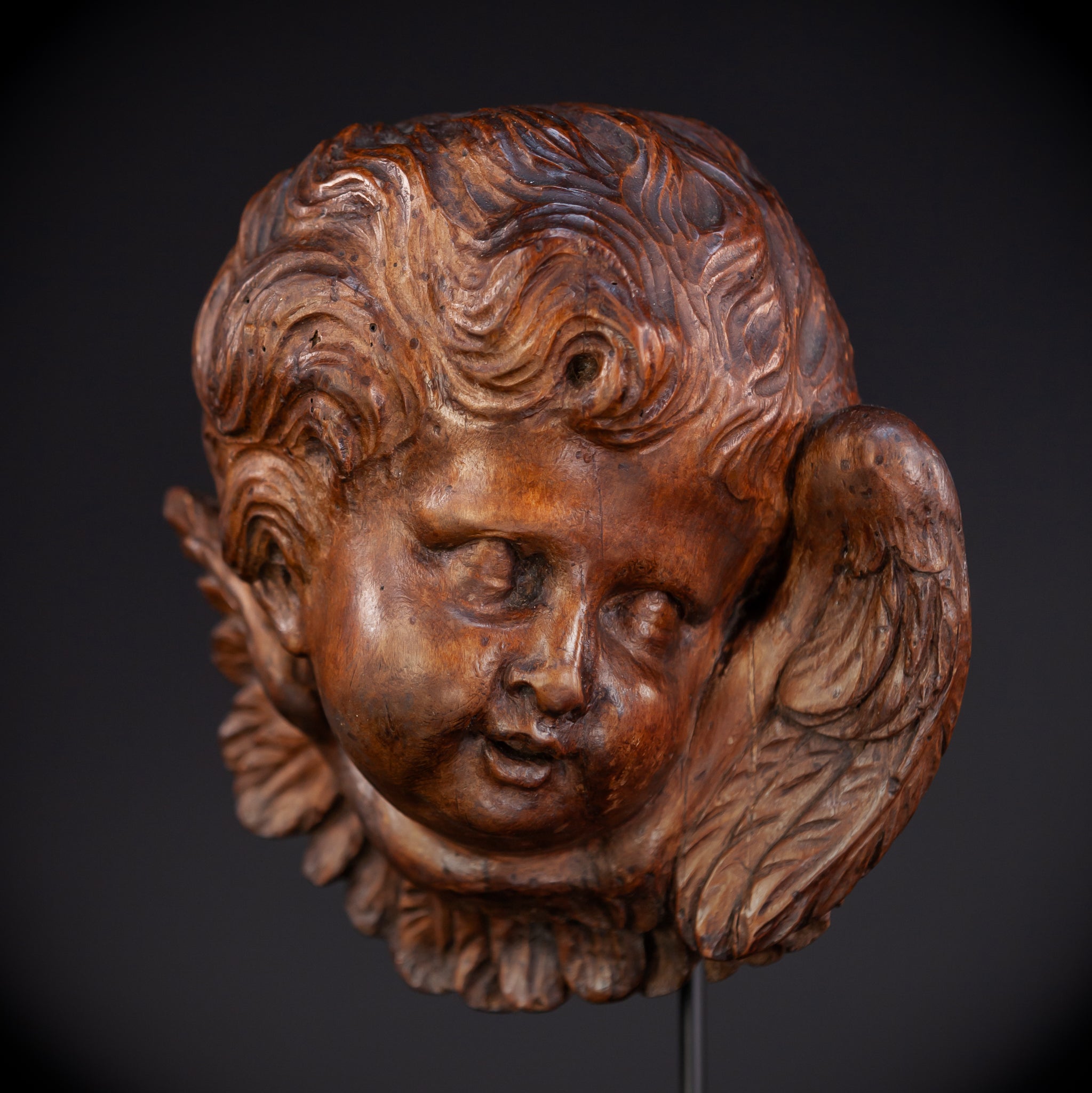 Angel Wood Carving | 1800s Antique | 8.7" / 22 cm