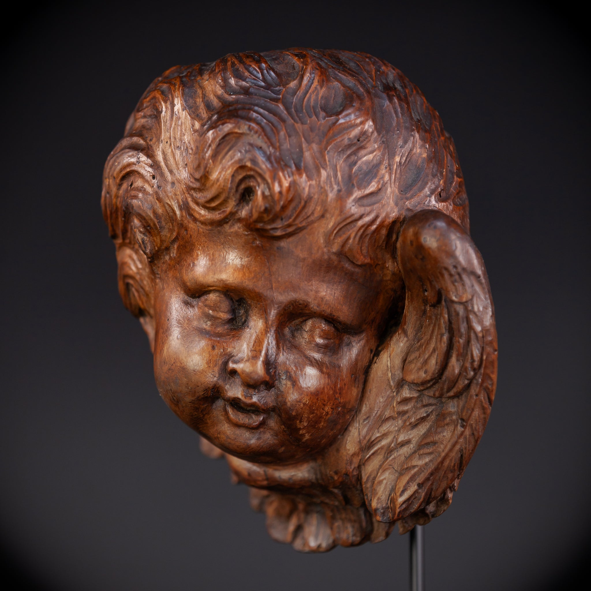 Angel Wood Carving | 1800s Antique | 8.7" / 22 cm