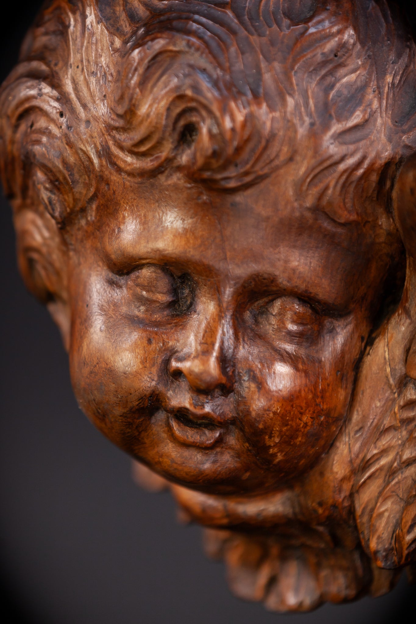 Angel Wood Carving | 1800s Antique | 8.7" / 22 cm