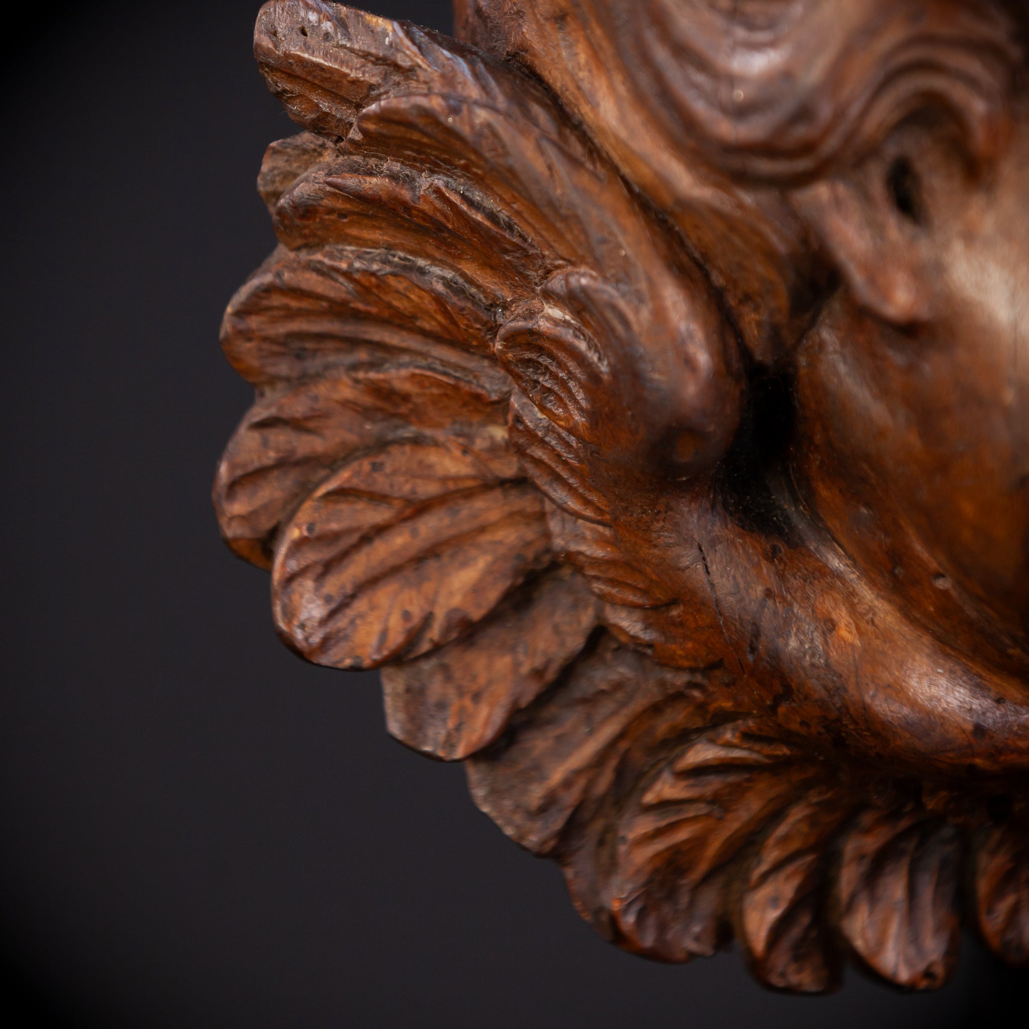 Angel Wood Carving | 1800s Antique | 8.7" / 22 cm