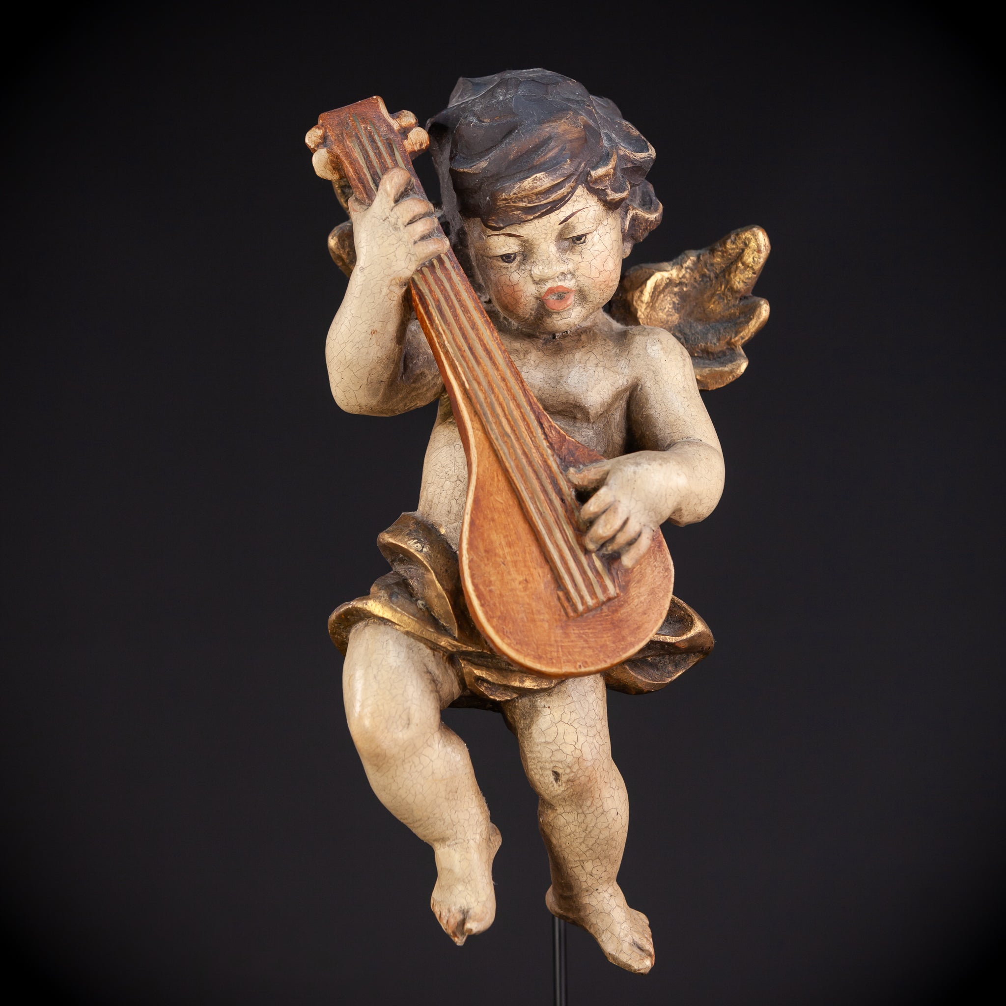 Wood Carving Angel Statue | Vintage 13.8" / 35 cm