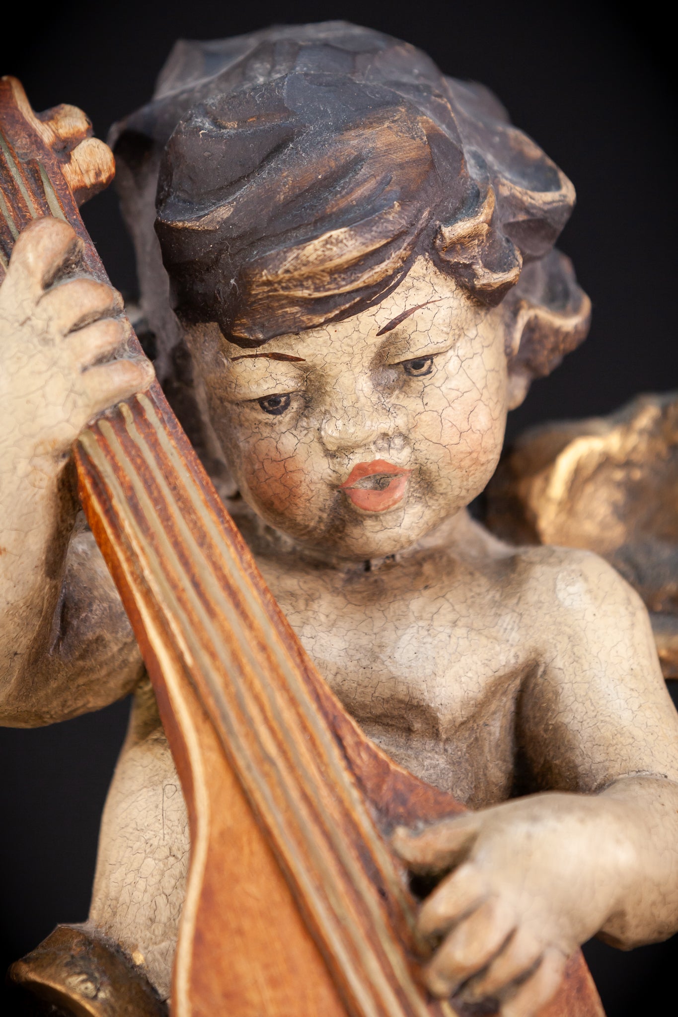 Wood Carving Angel Statue | Vintage 13.8" / 35 cm