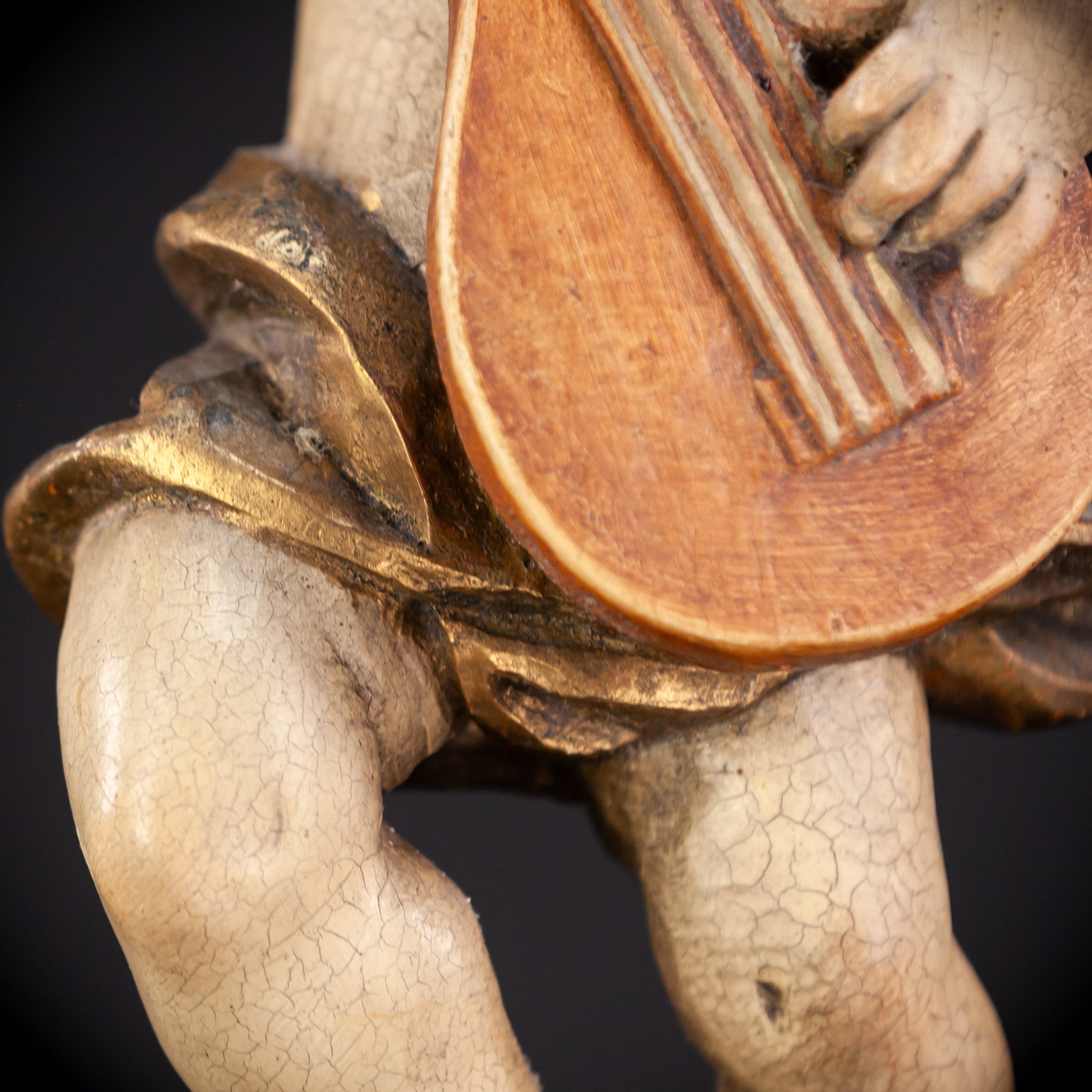 Wood Carving Angel Statue | Vintage 13.8" / 35 cm