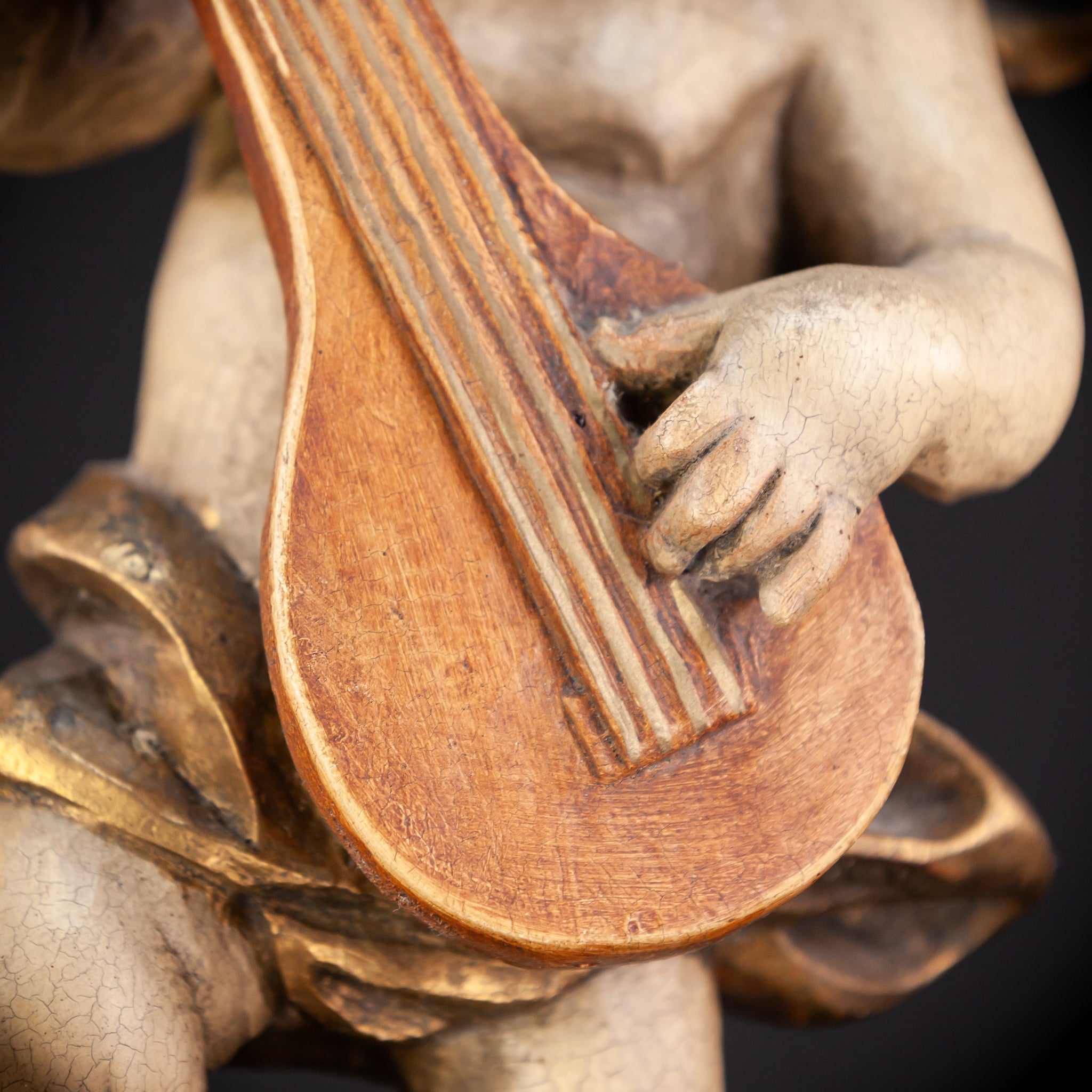 Wood Carving Angel Statue | Vintage 13.8" / 35 cm