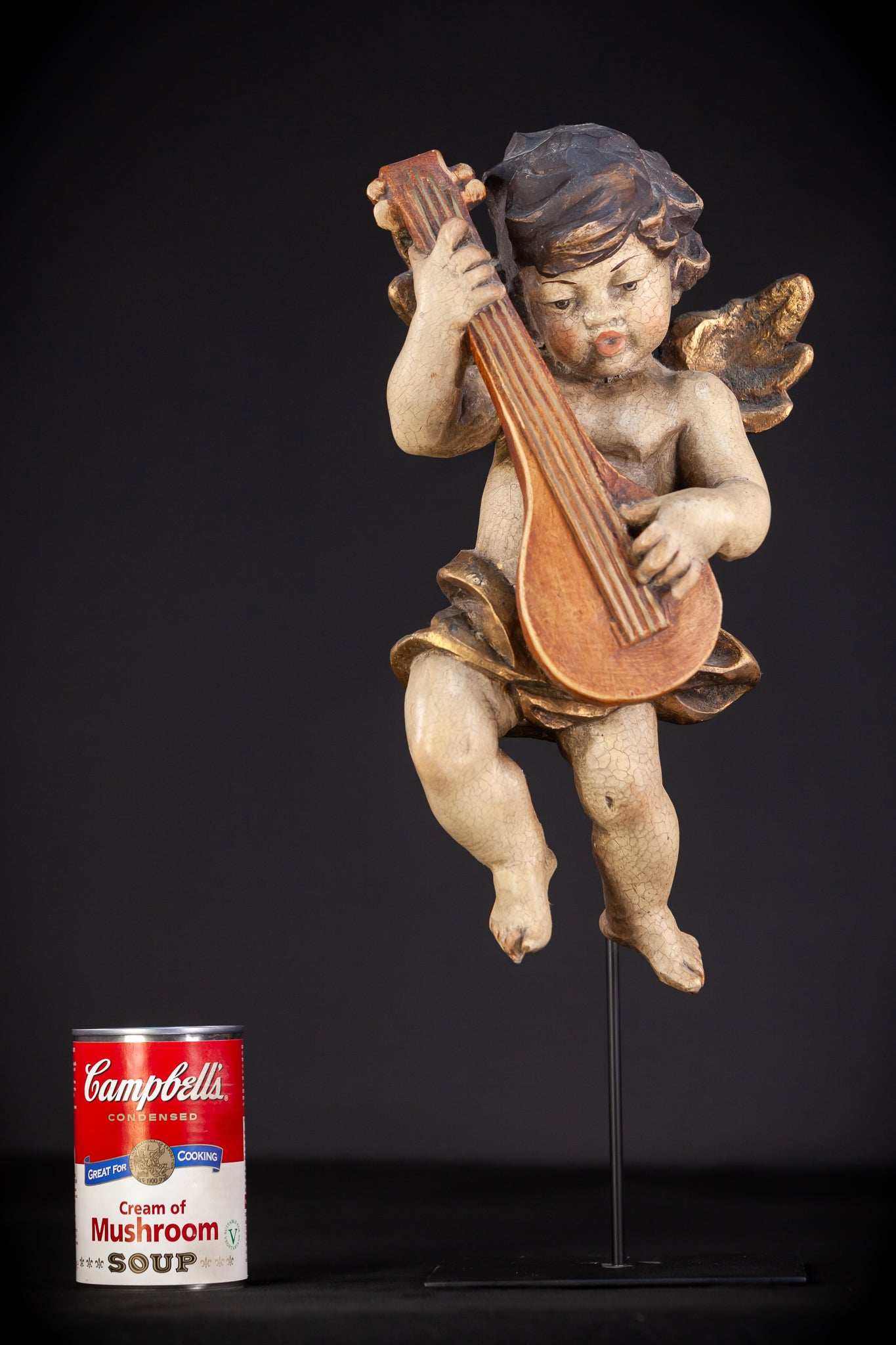 Wood Carving Angel Statue | Vintage 13.8" / 35 cm
