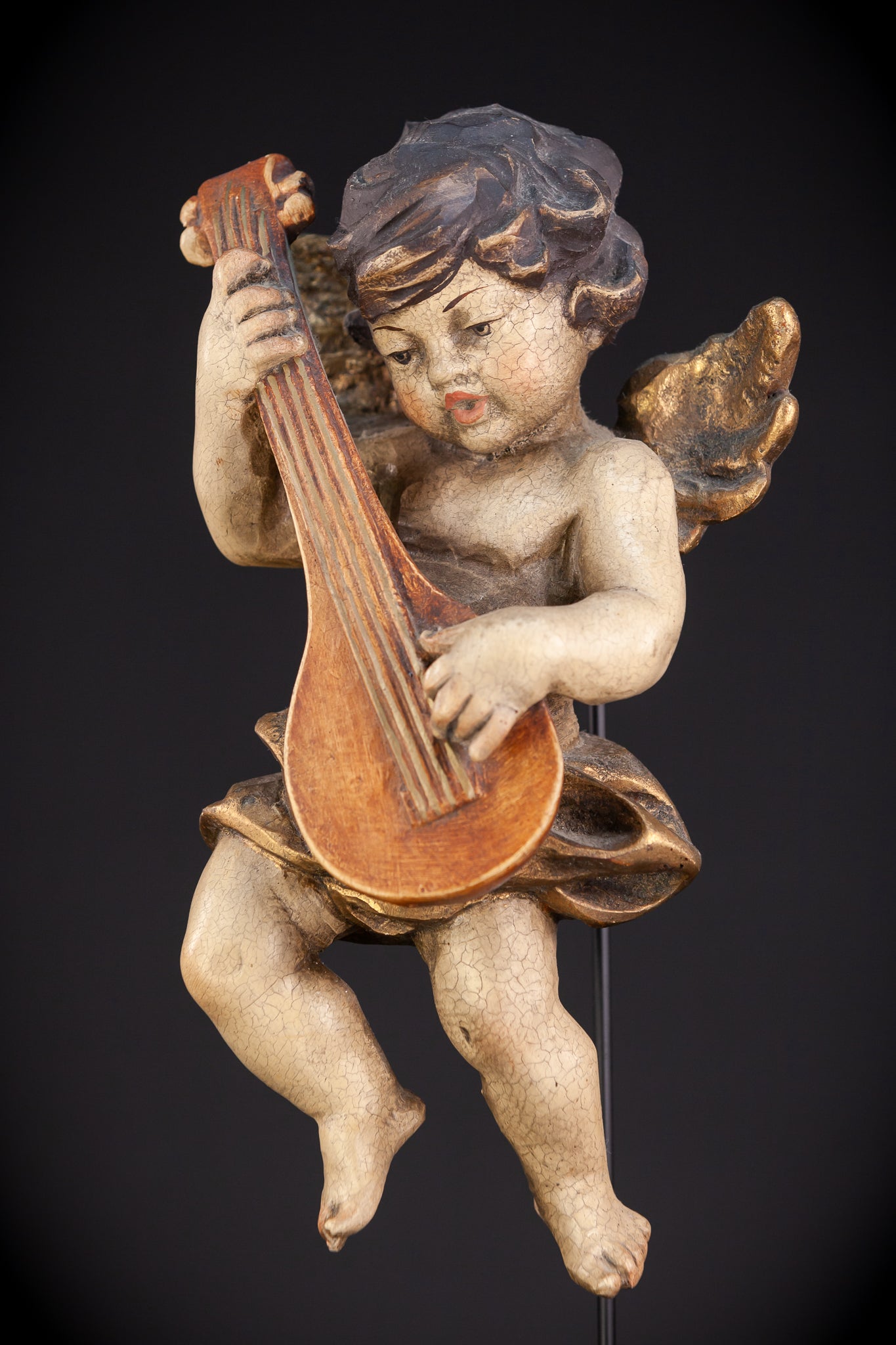 Wood Carving Angel Statue | Vintage 13.8" / 35 cm