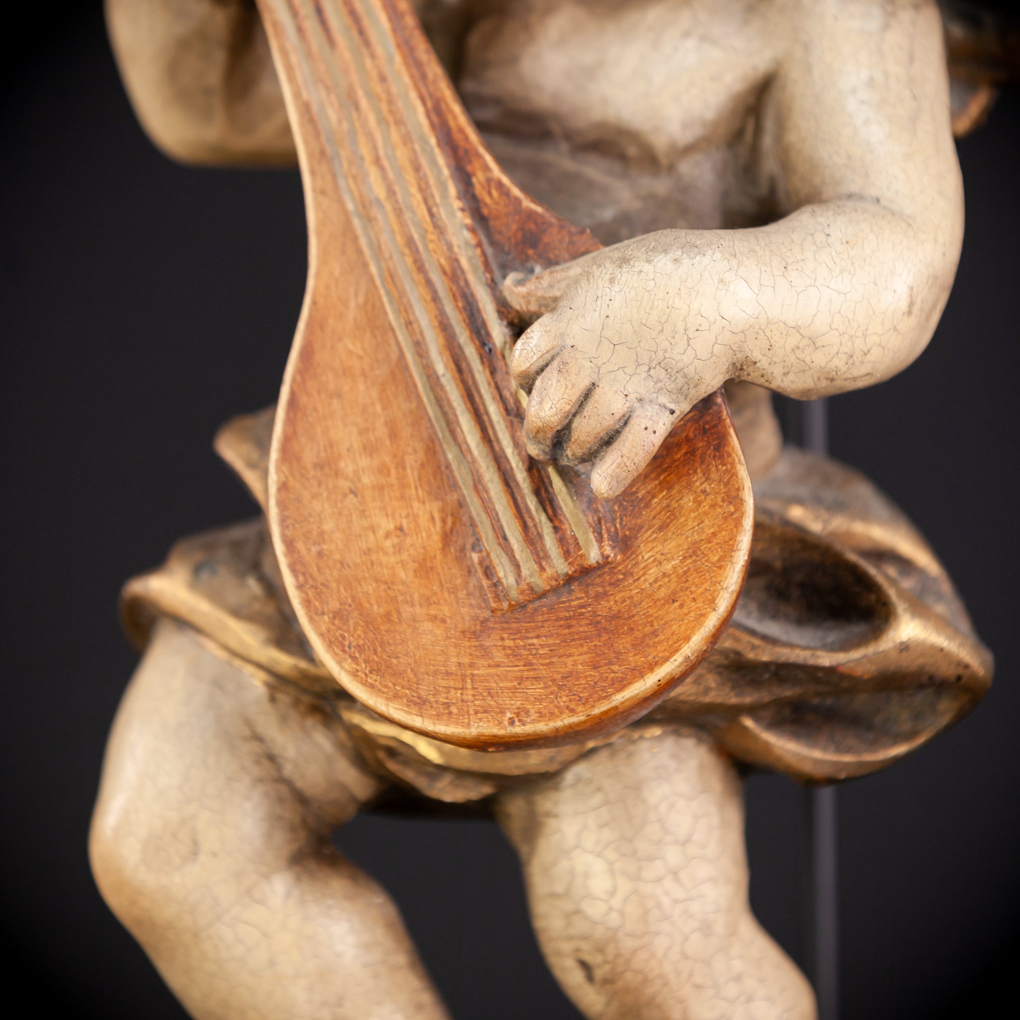 Wood Carving Angel Statue | Vintage 13.8" / 35 cm