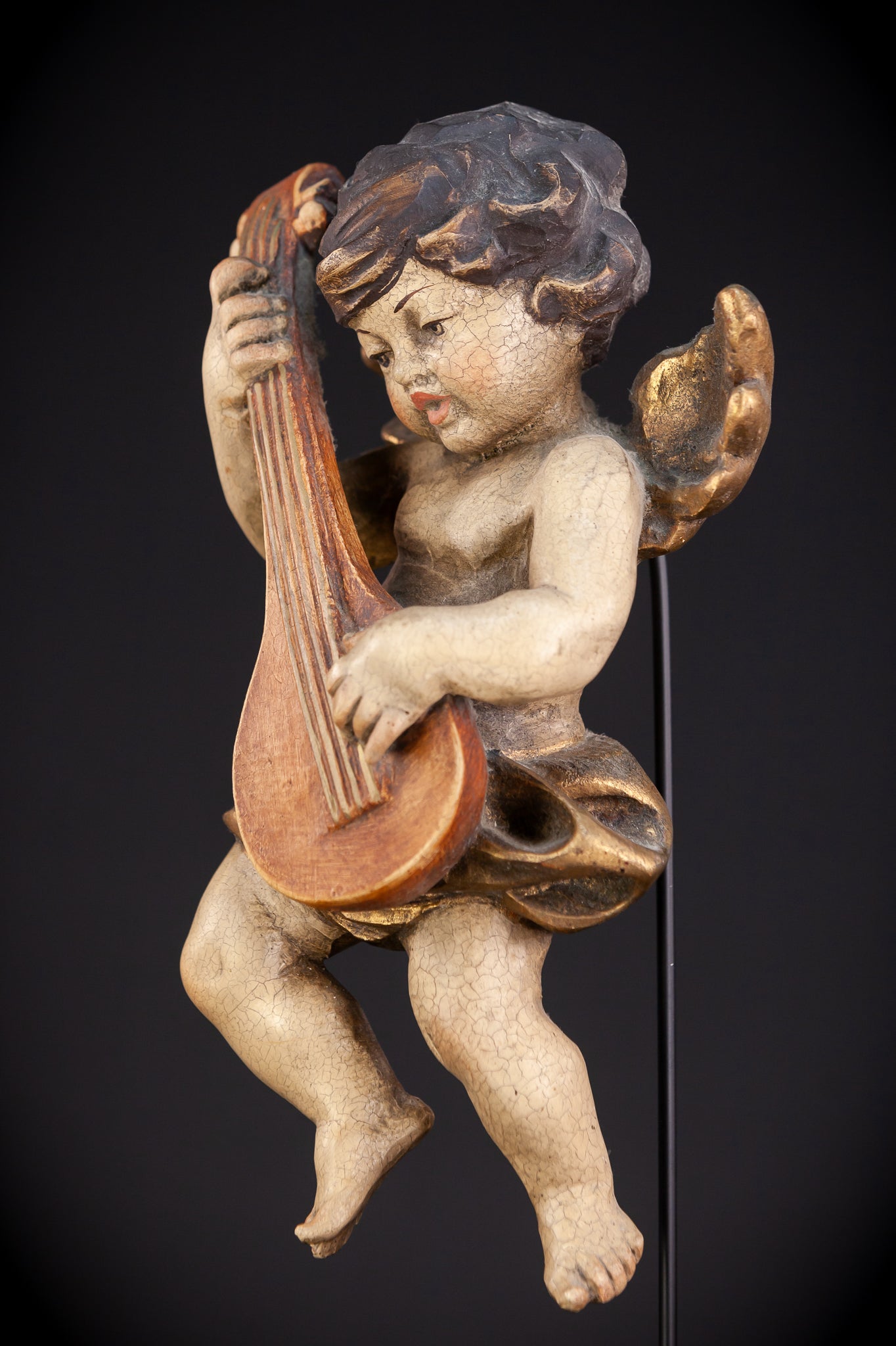 Wood Carving Angel Statue | Vintage 13.8" / 35 cm