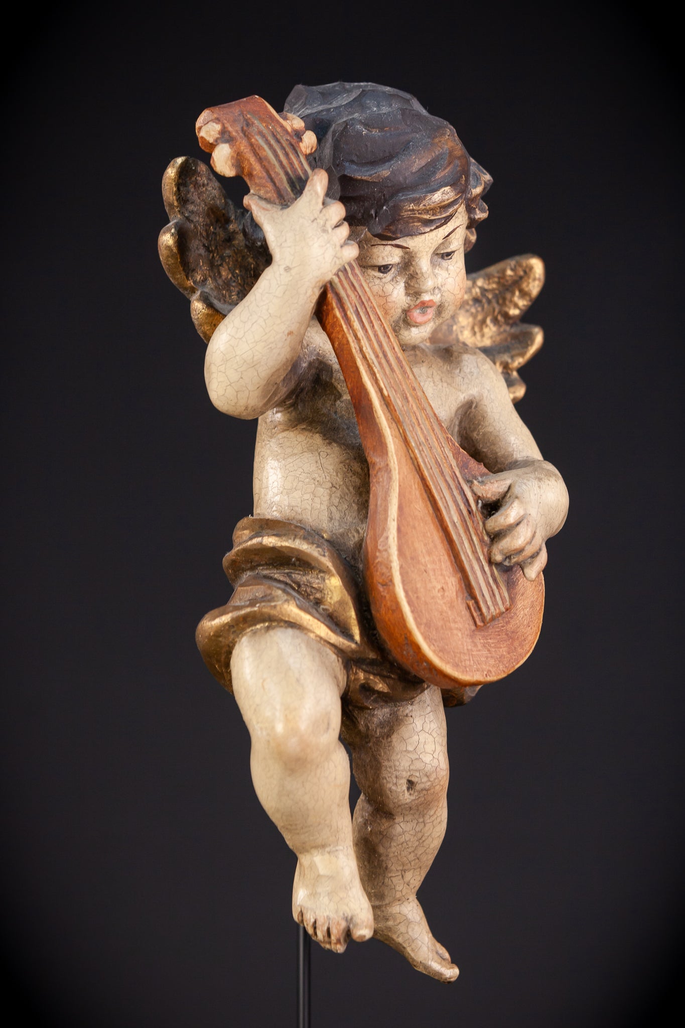 Wood Carving Angel Statue | Vintage 13.8" / 35 cm