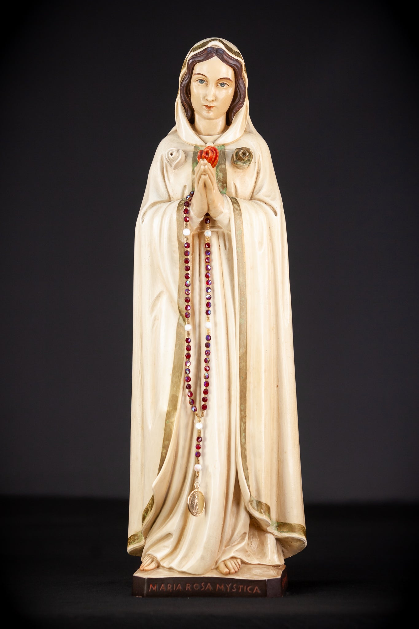 Maria Rosa Mystica Italian Wooden Statue | 18.9" / 48 cm