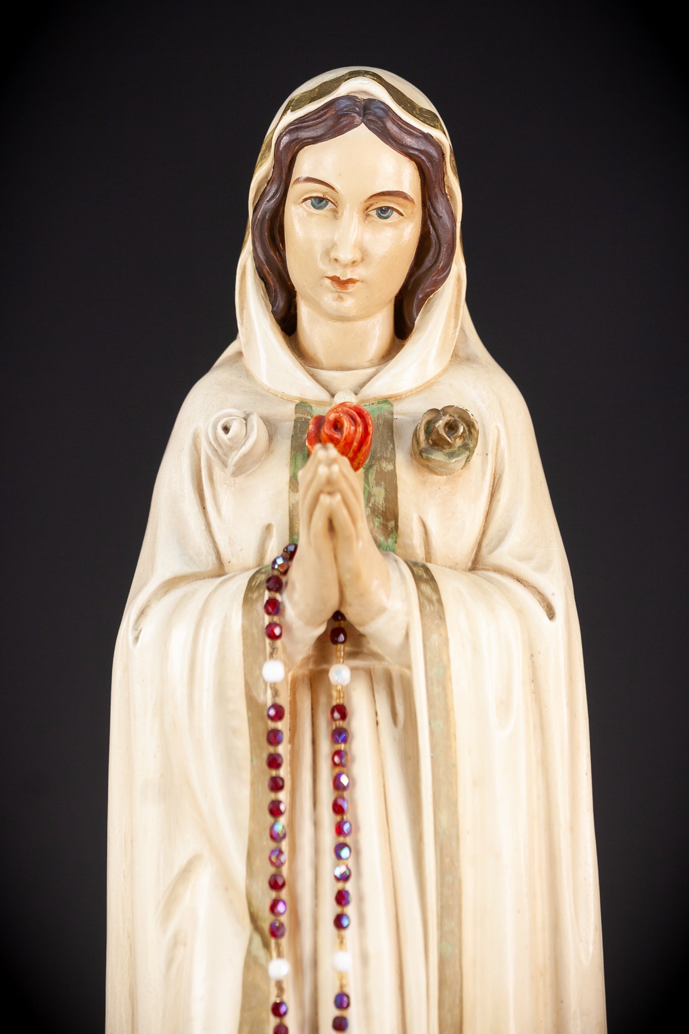 Maria Rosa Mystica Italian Wooden Statue | 18.9" / 48 cm
