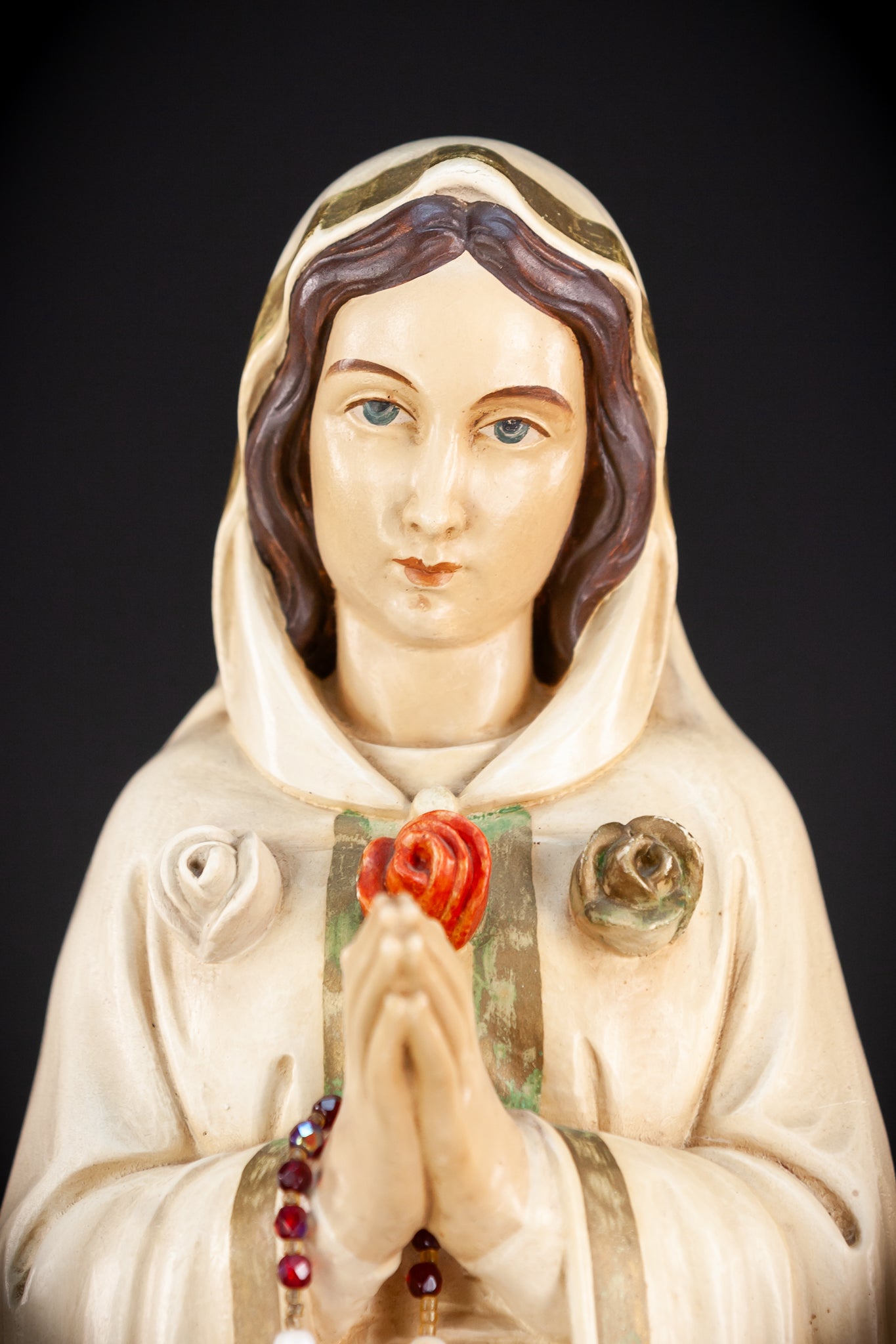 Maria Rosa Mystica Italian Wooden Statue | 18.9" / 48 cm