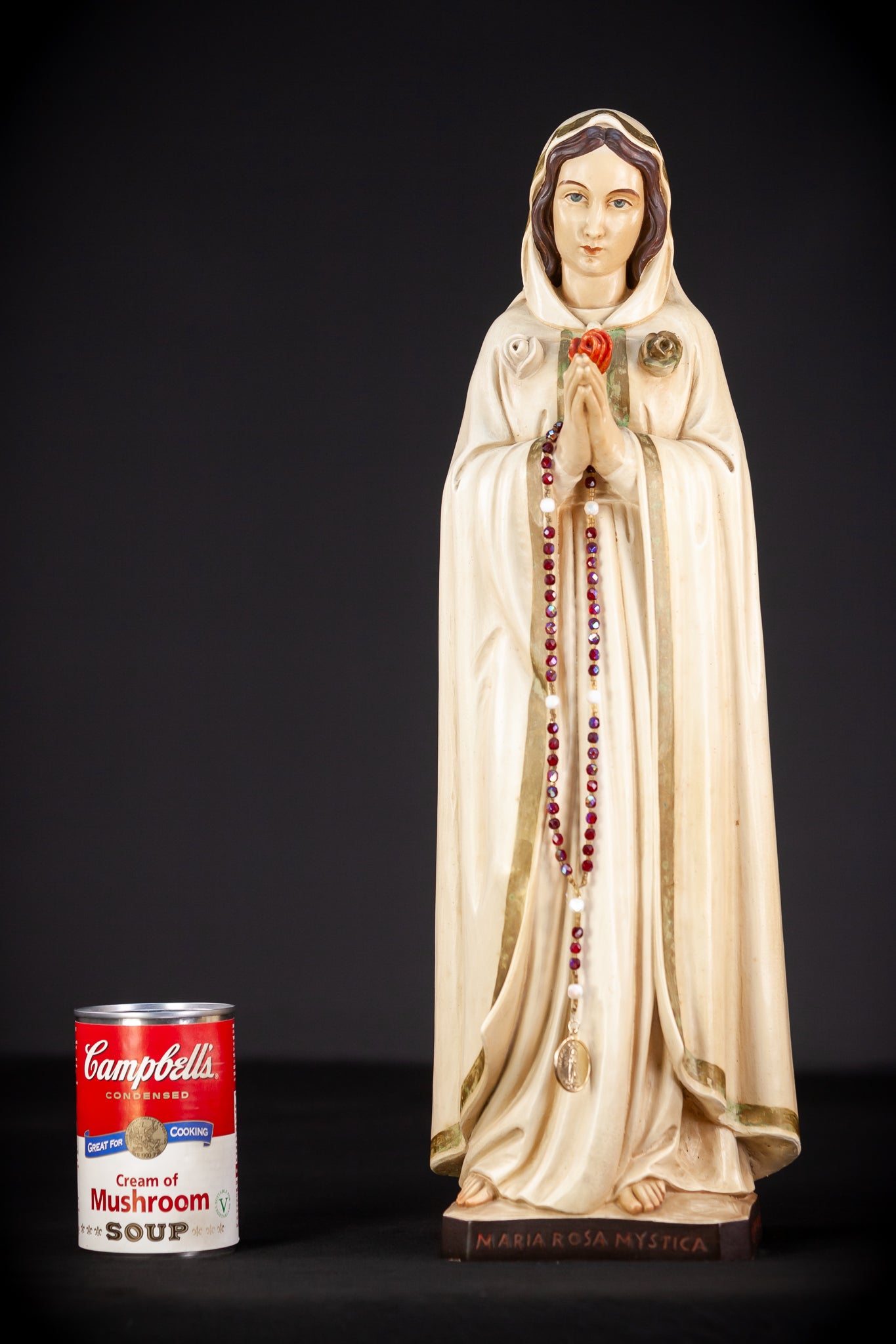 Maria Rosa Mystica Italian Wooden Statue | 18.9" / 48 cm