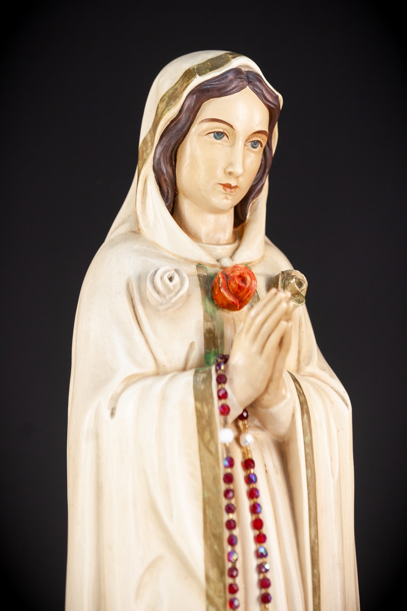 Maria Rosa Mystica Italian Wooden Statue | 18.9" / 48 cm