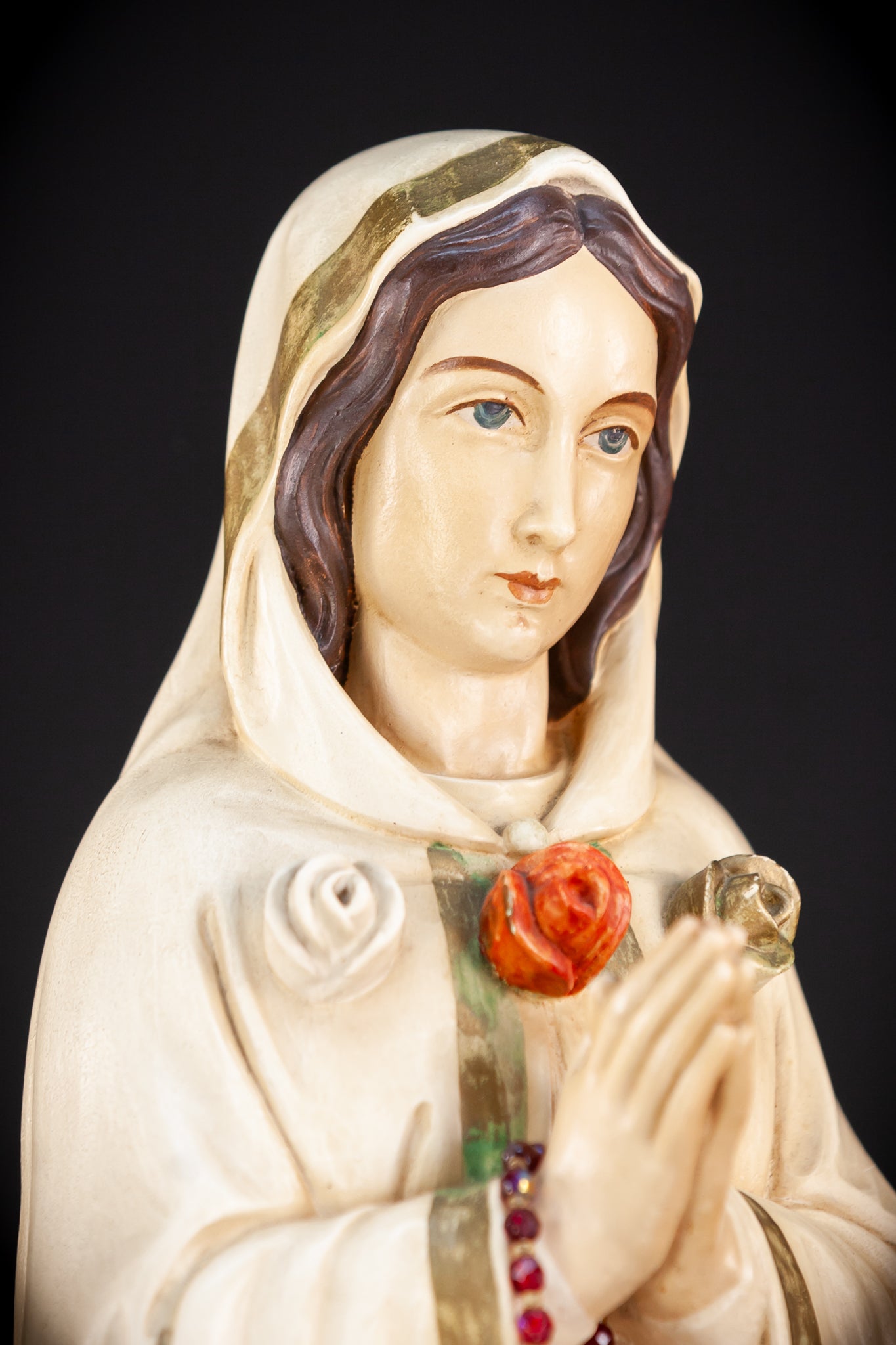 Maria Rosa Mystica Italian Wooden Statue | 18.9" / 48 cm