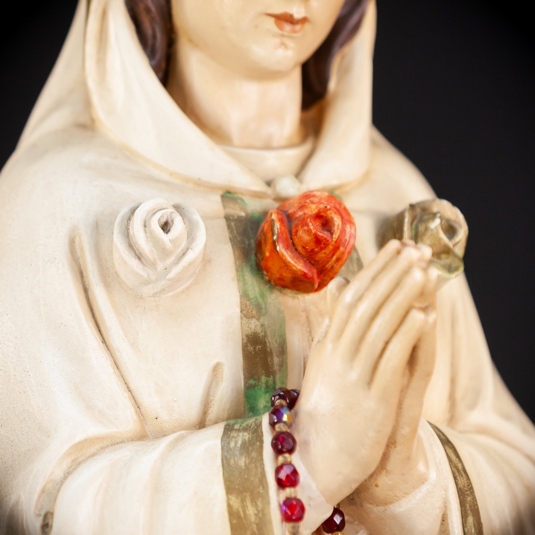 Maria Rosa Mystica Italian Wooden Statue | 18.9" / 48 cm