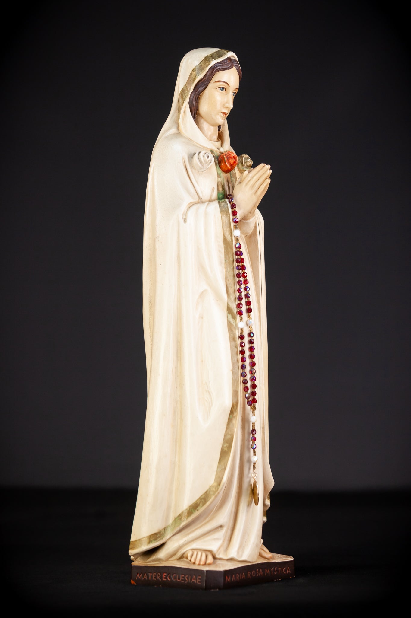 Maria Rosa Mystica Italian Wooden Statue | 18.9" / 48 cm