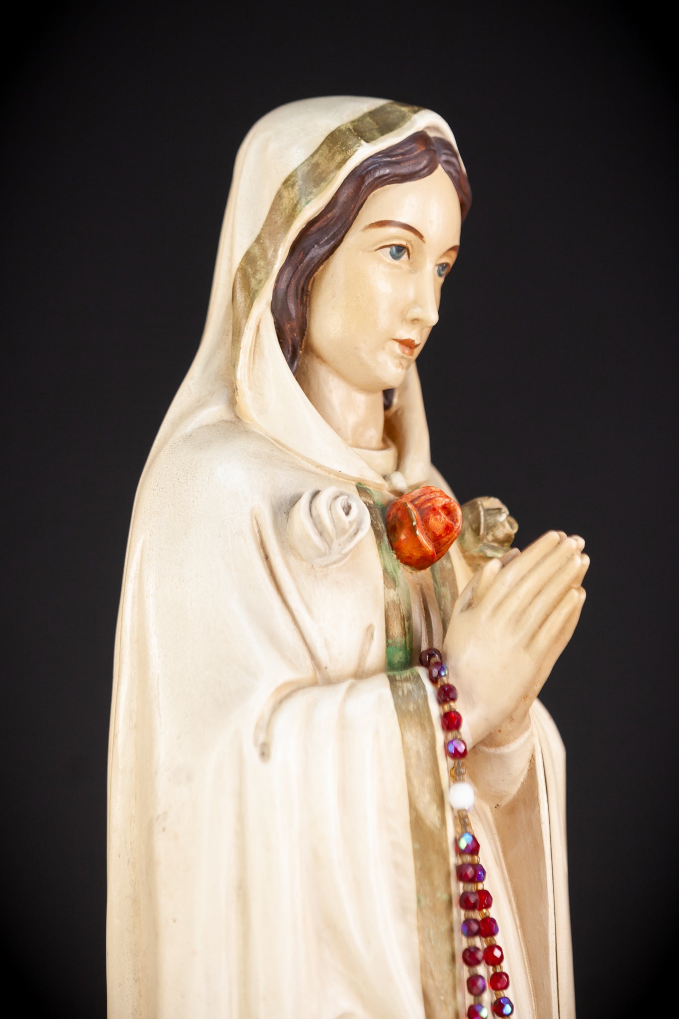 Maria Rosa Mystica Italian Wooden Statue | 18.9" / 48 cm