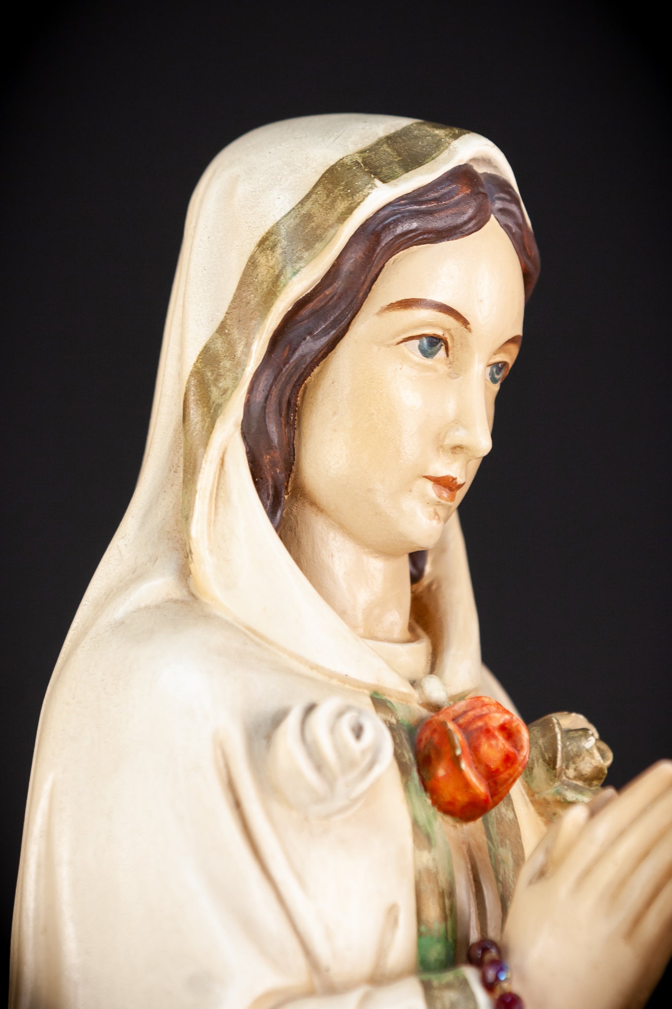 Maria Rosa Mystica Italian Wooden Statue | 18.9" / 48 cm