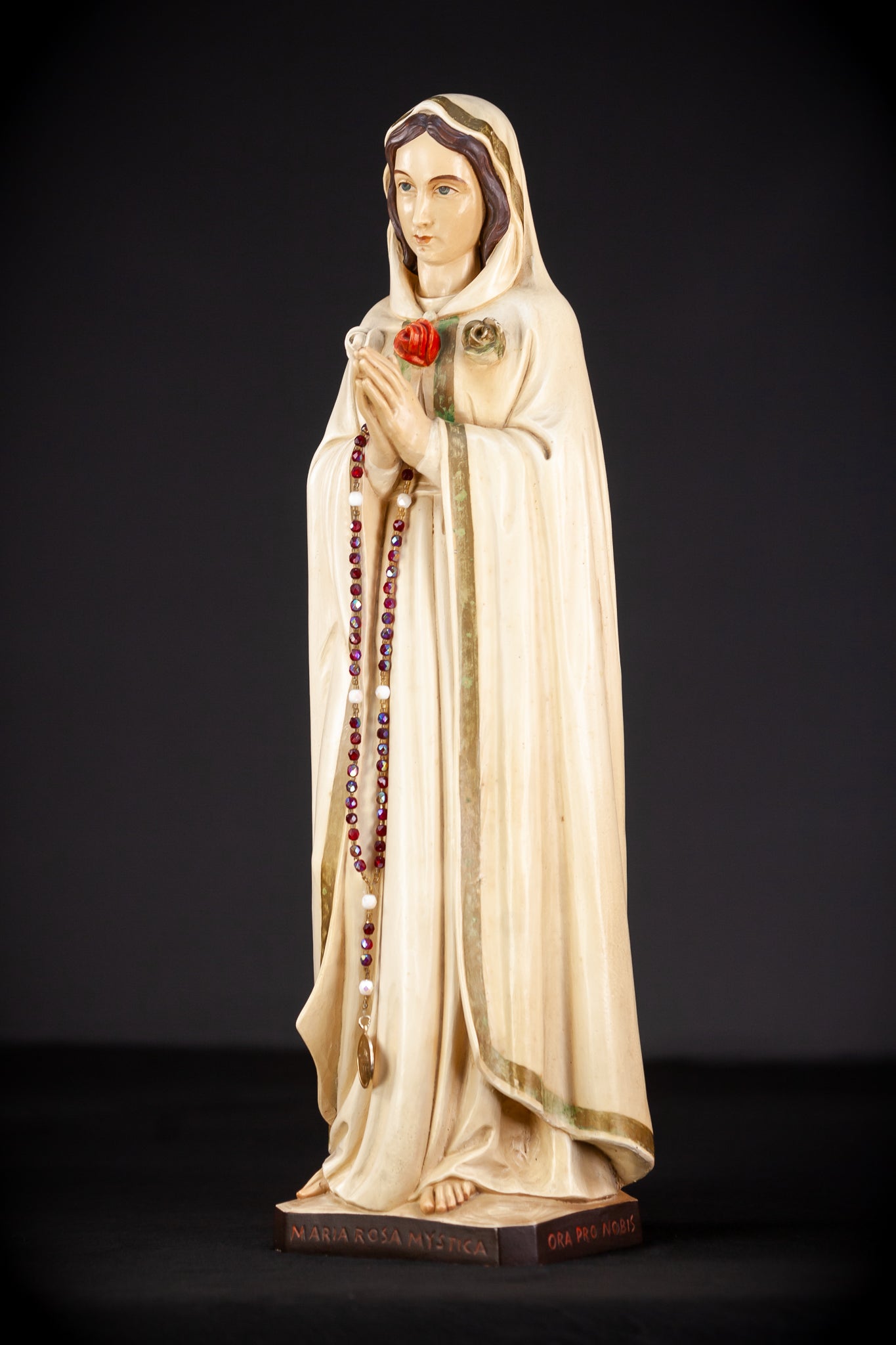 Maria Rosa Mystica Italian Wooden Statue | 18.9" / 48 cm