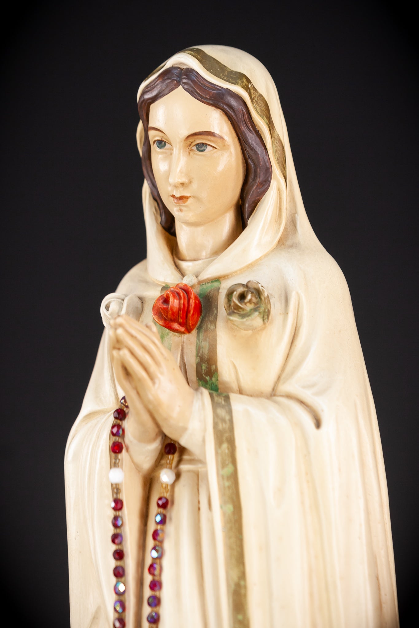 Maria Rosa Mystica Italian Wooden Statue | 18.9" / 48 cm