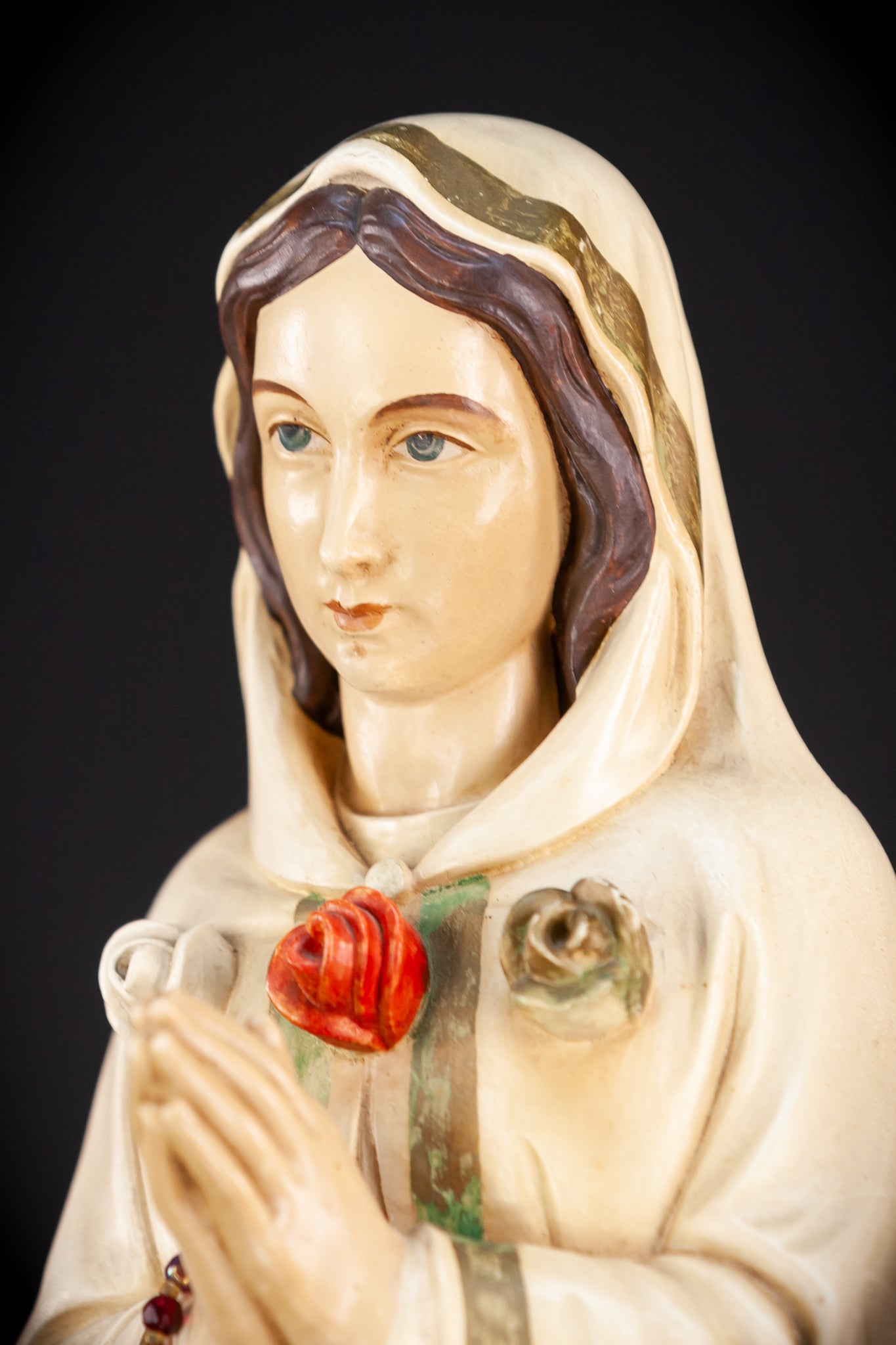 Maria Rosa Mystica Italian Wooden Statue | 18.9" / 48 cm
