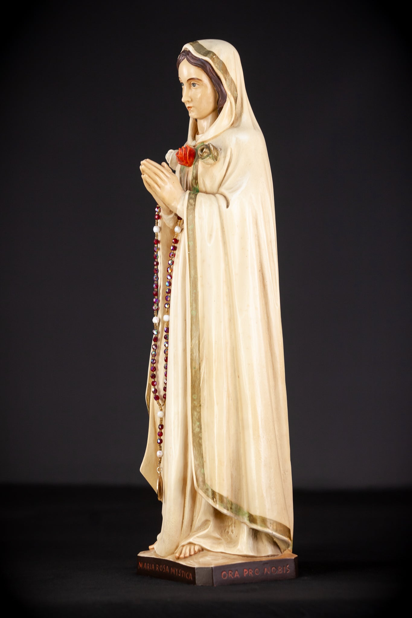 Maria Rosa Mystica Italian Wooden Statue | 18.9" / 48 cm