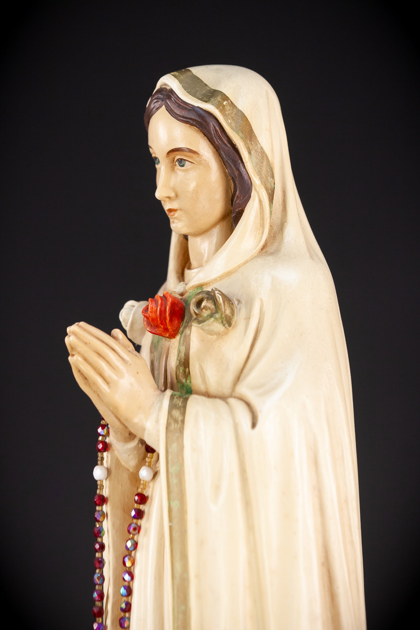 Maria Rosa Mystica Italian Wooden Statue | 18.9" / 48 cm