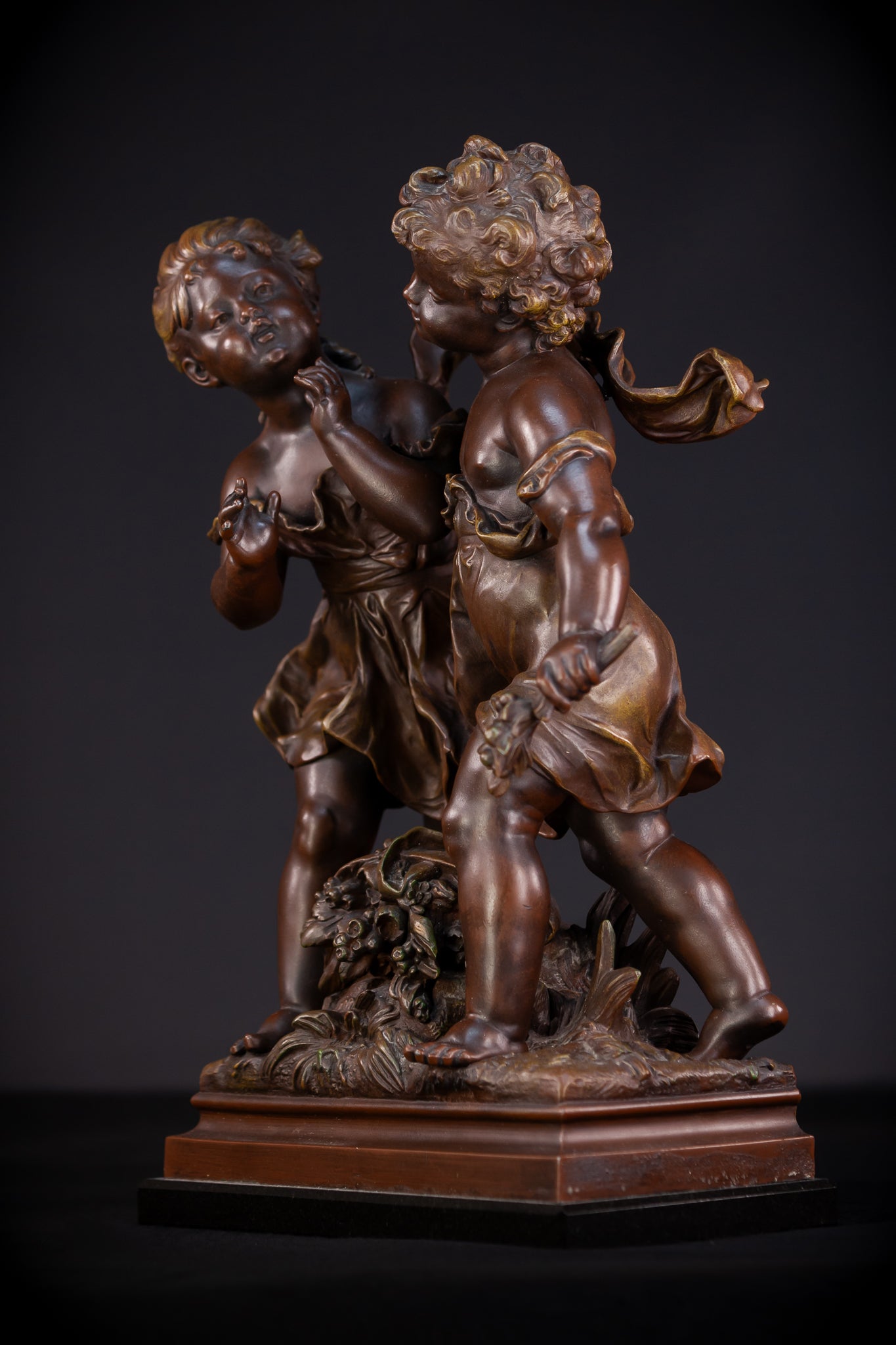 Girl and Boy Playing by Hippolyte F Moreau 18.1"
