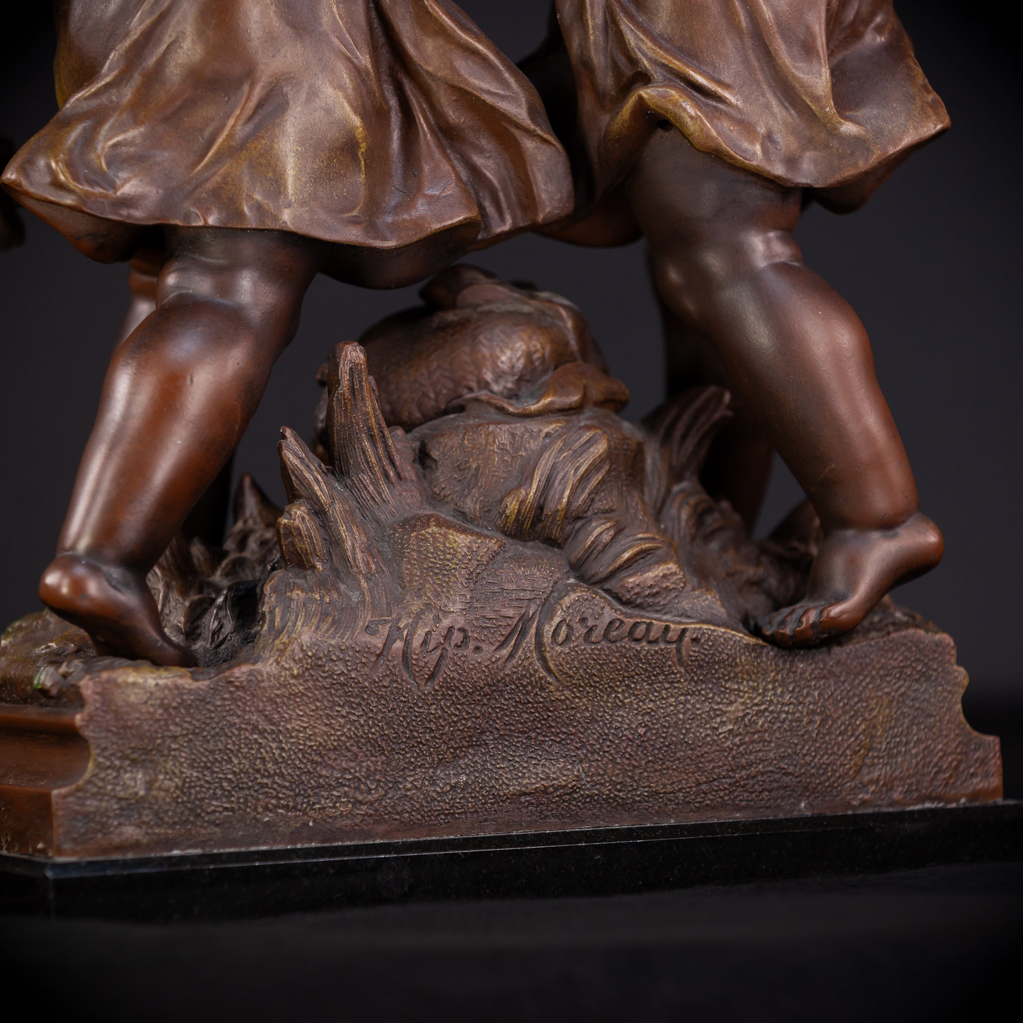 Girl and Boy Playing by Hippolyte F Moreau 18.1"