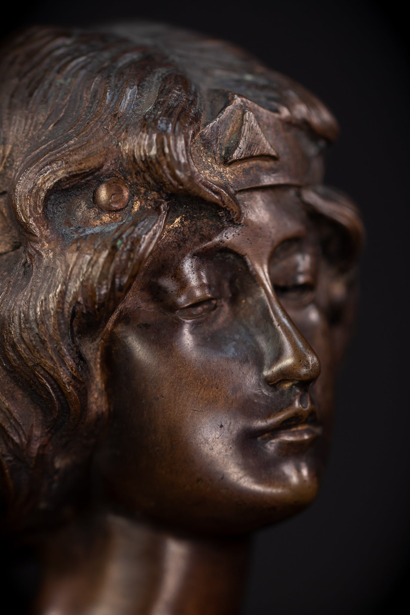 Art Nouveau Girl Bronze Sculpture | 6.7"
