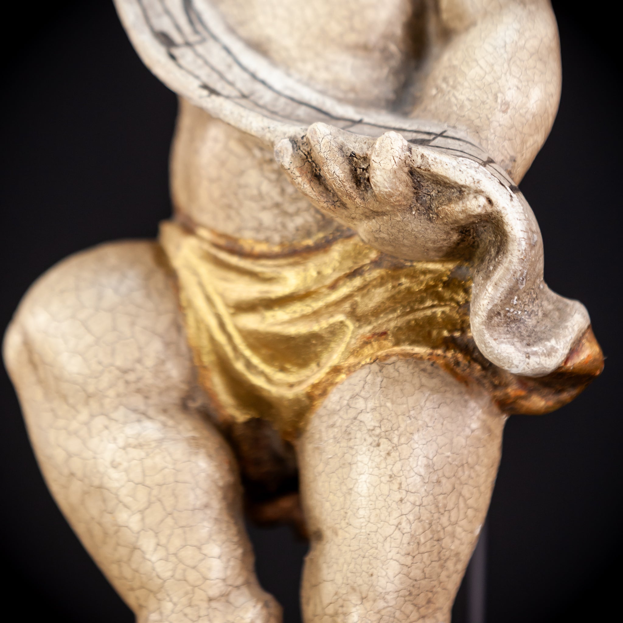 Angel Sculpture | Vintage Italian Wooden Cherub | 13.4" / 34 cm