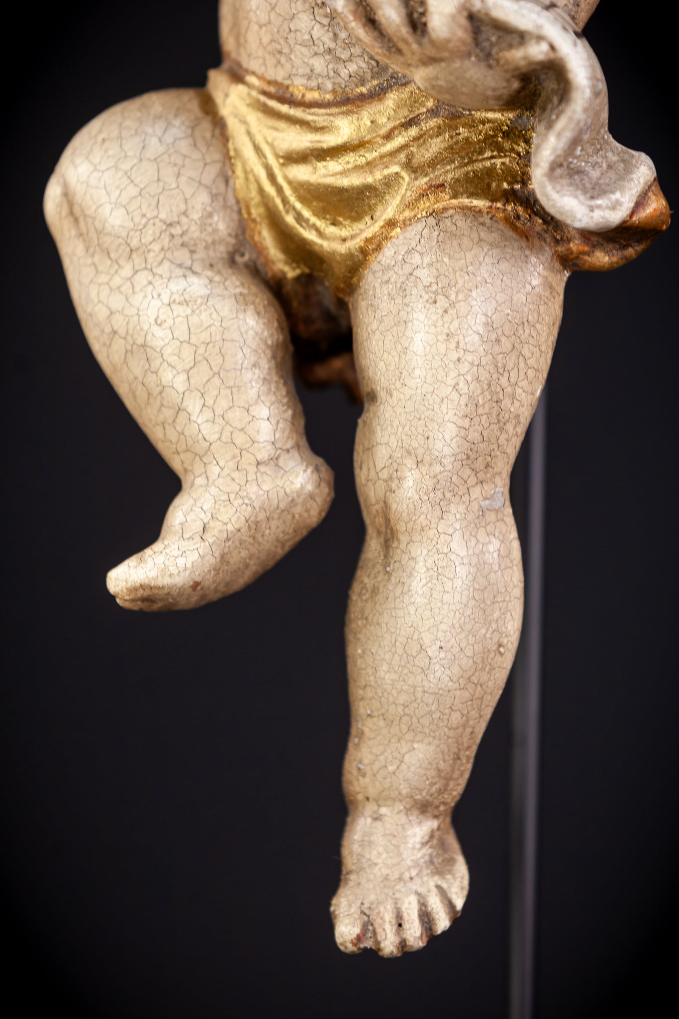 Angel Sculpture | Vintage Italian Wooden Cherub | 13.4" / 34 cm