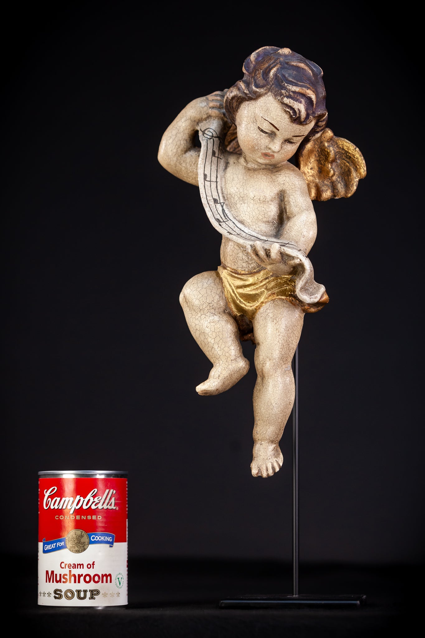 Angel Sculpture | Vintage Italian Wooden Cherub | 13.4" / 34 cm