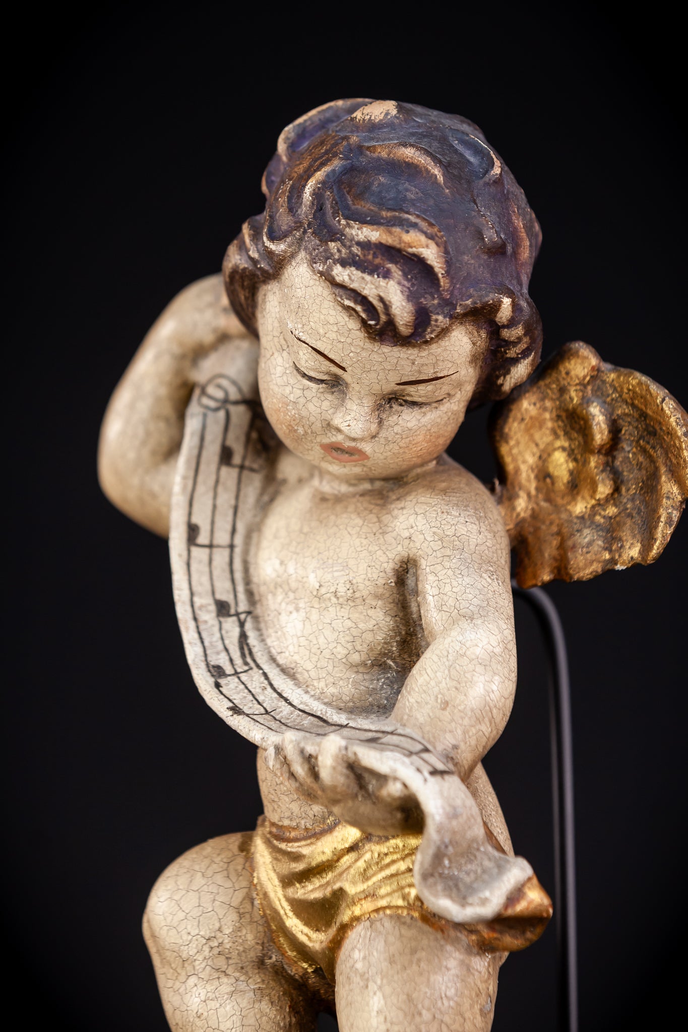 Angel Sculpture | Vintage Italian Wooden Cherub | 13.4" / 34 cm
