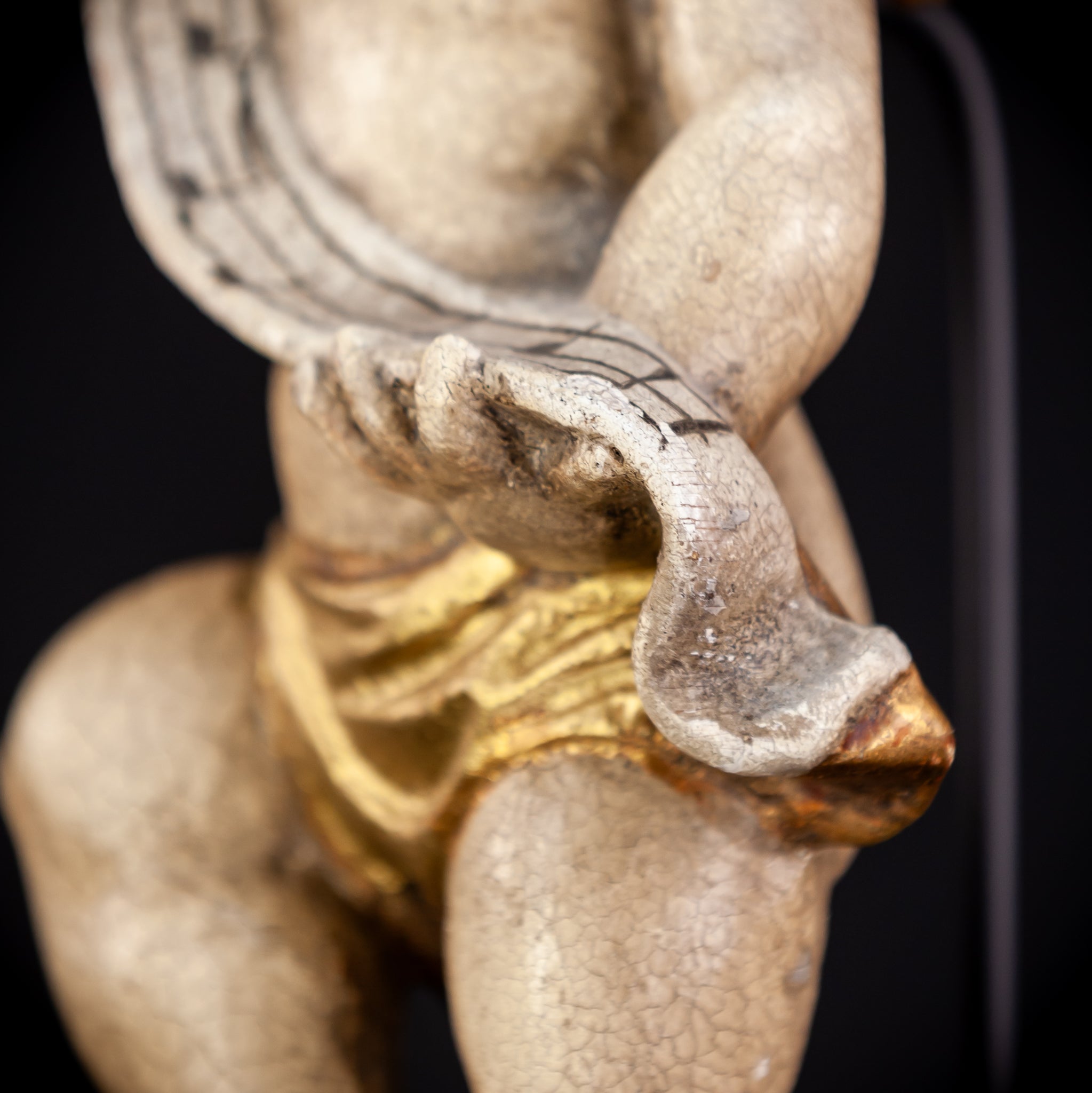 Angel Sculpture | Vintage Italian Wooden Cherub | 13.4" / 34 cm