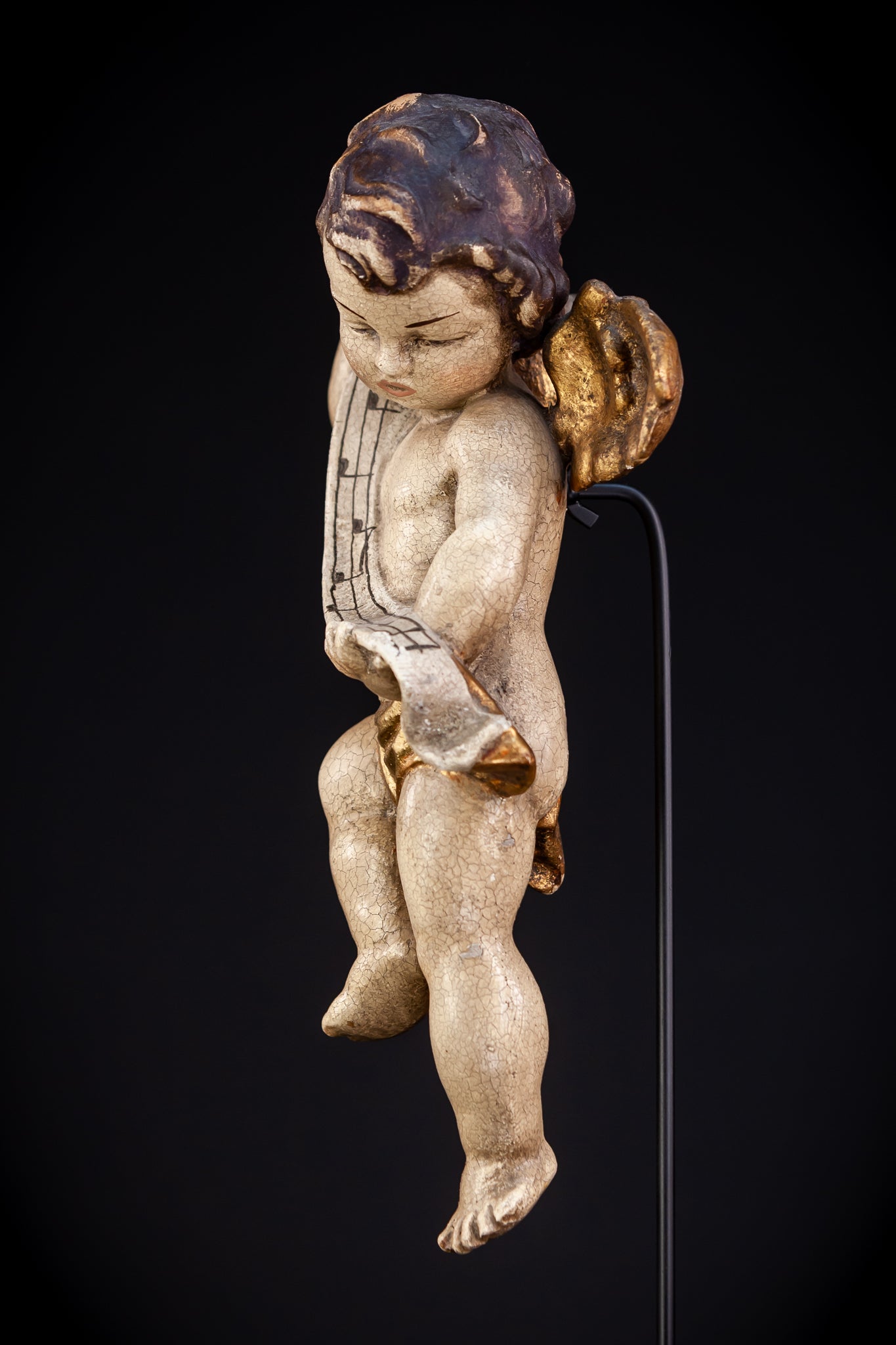 Angel Sculpture | Vintage Italian Wooden Cherub | 13.4" / 34 cm