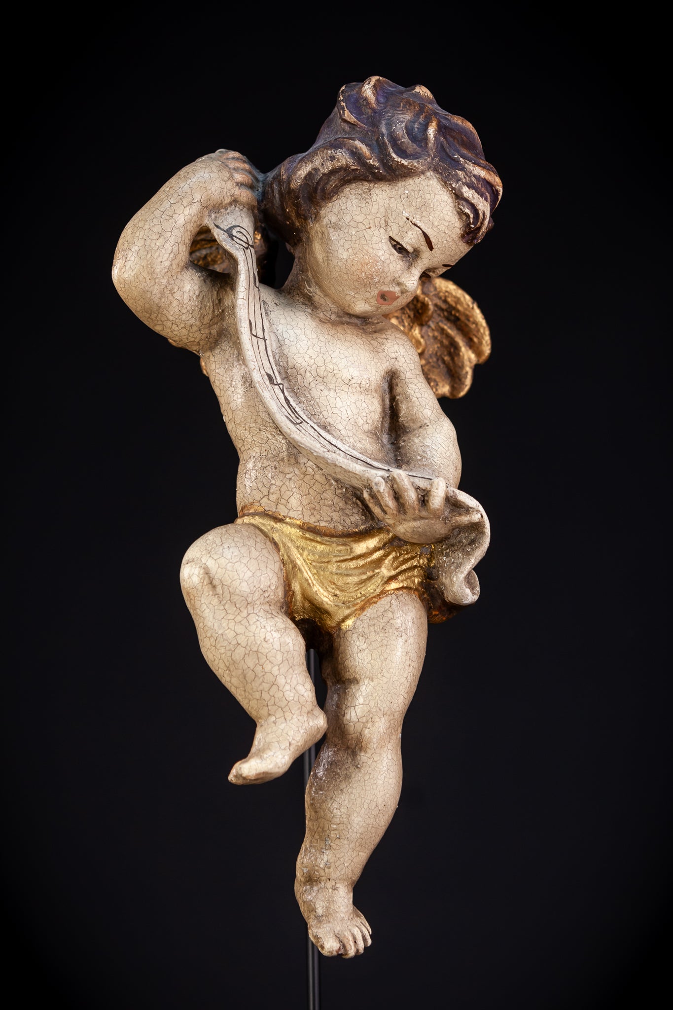 Angel Sculpture | Vintage Italian Wooden Cherub | 13.4" / 34 cm