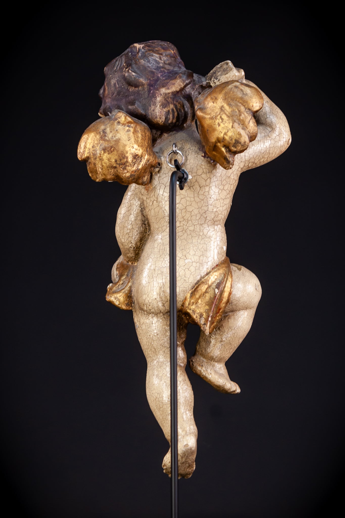 Angel Sculpture | Vintage Italian Wooden Cherub | 13.4" / 34 cm