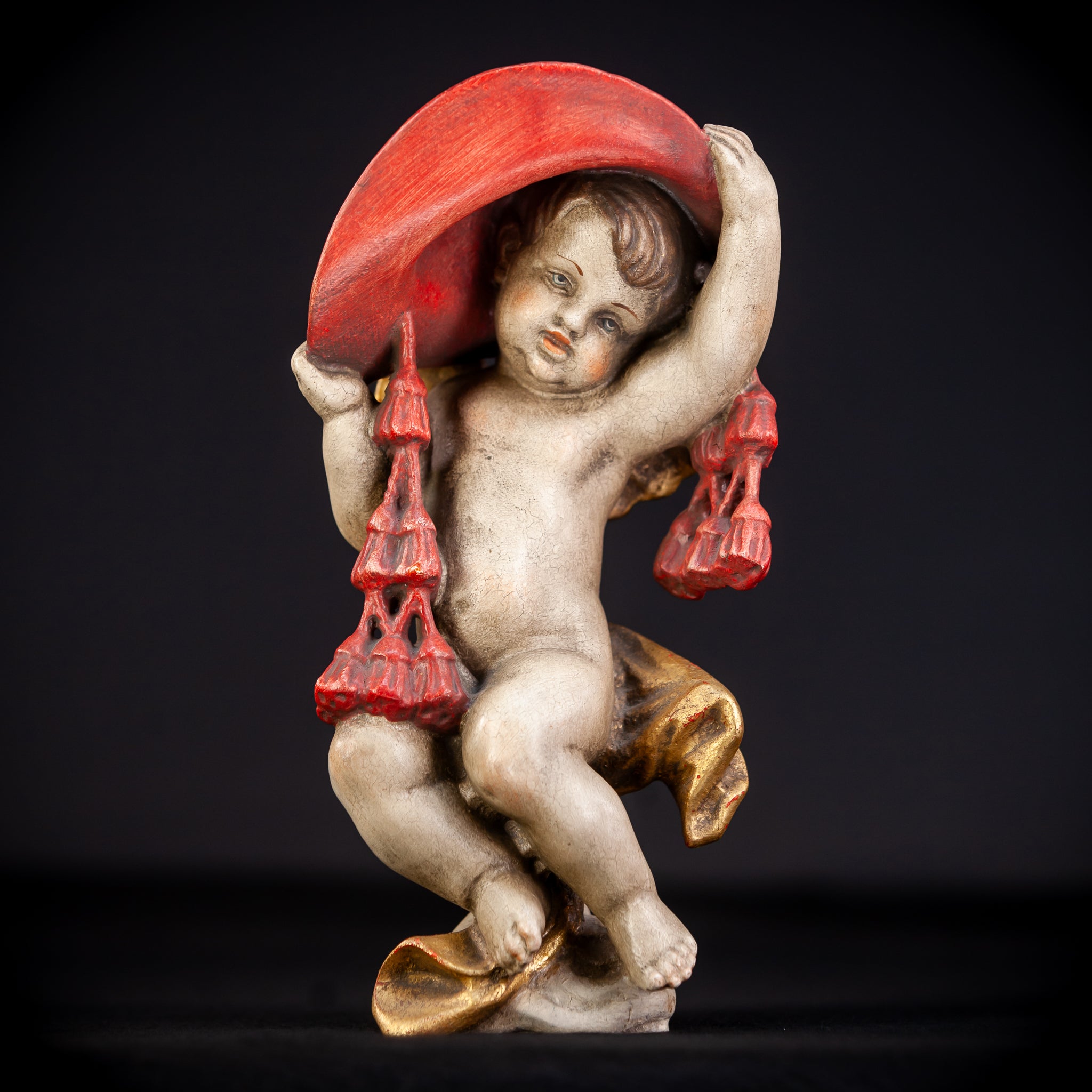 Angel Sculpture | Italian Wooden Cherub | 10"