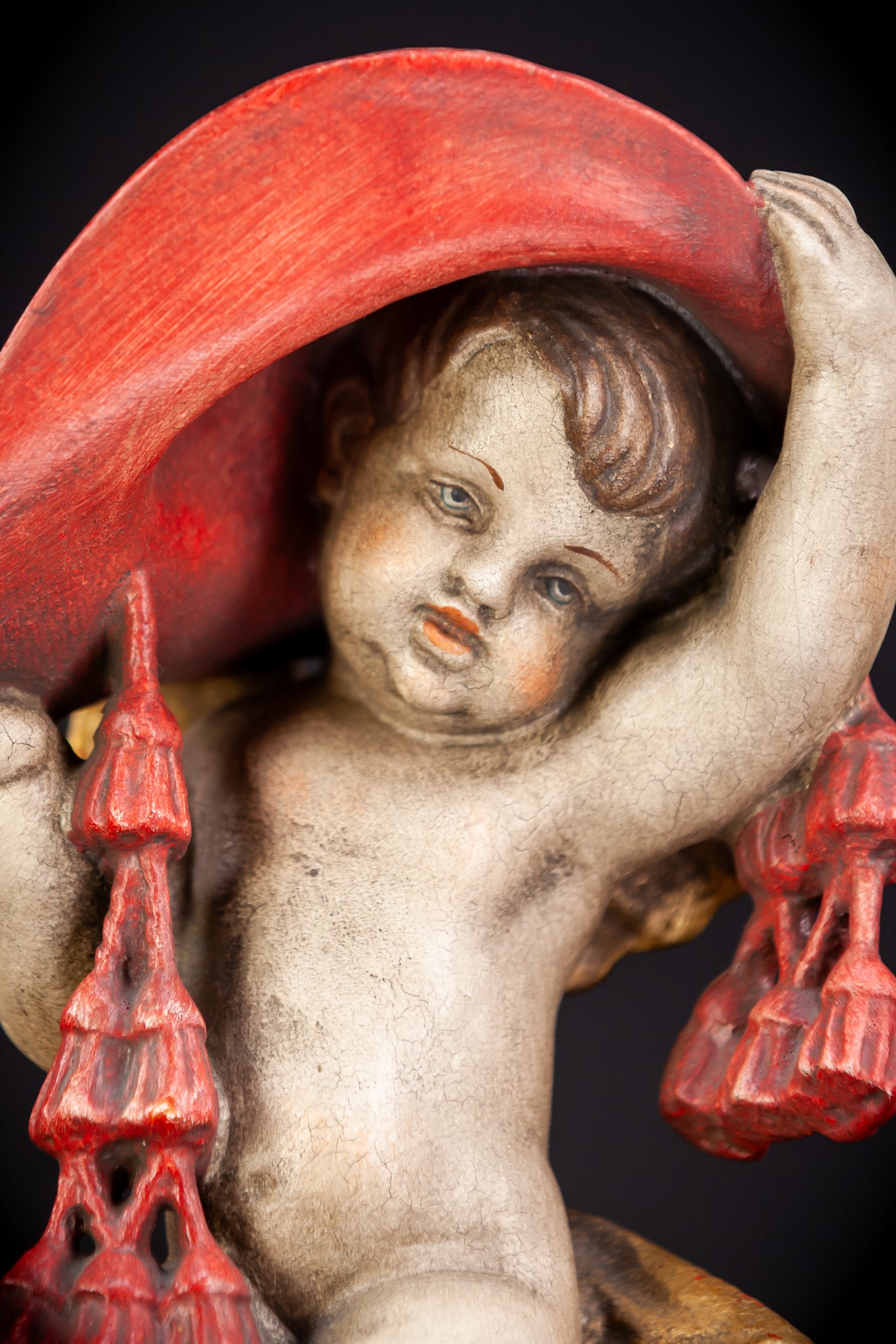 Angel Sculpture | Italian Wooden Cherub | 10"