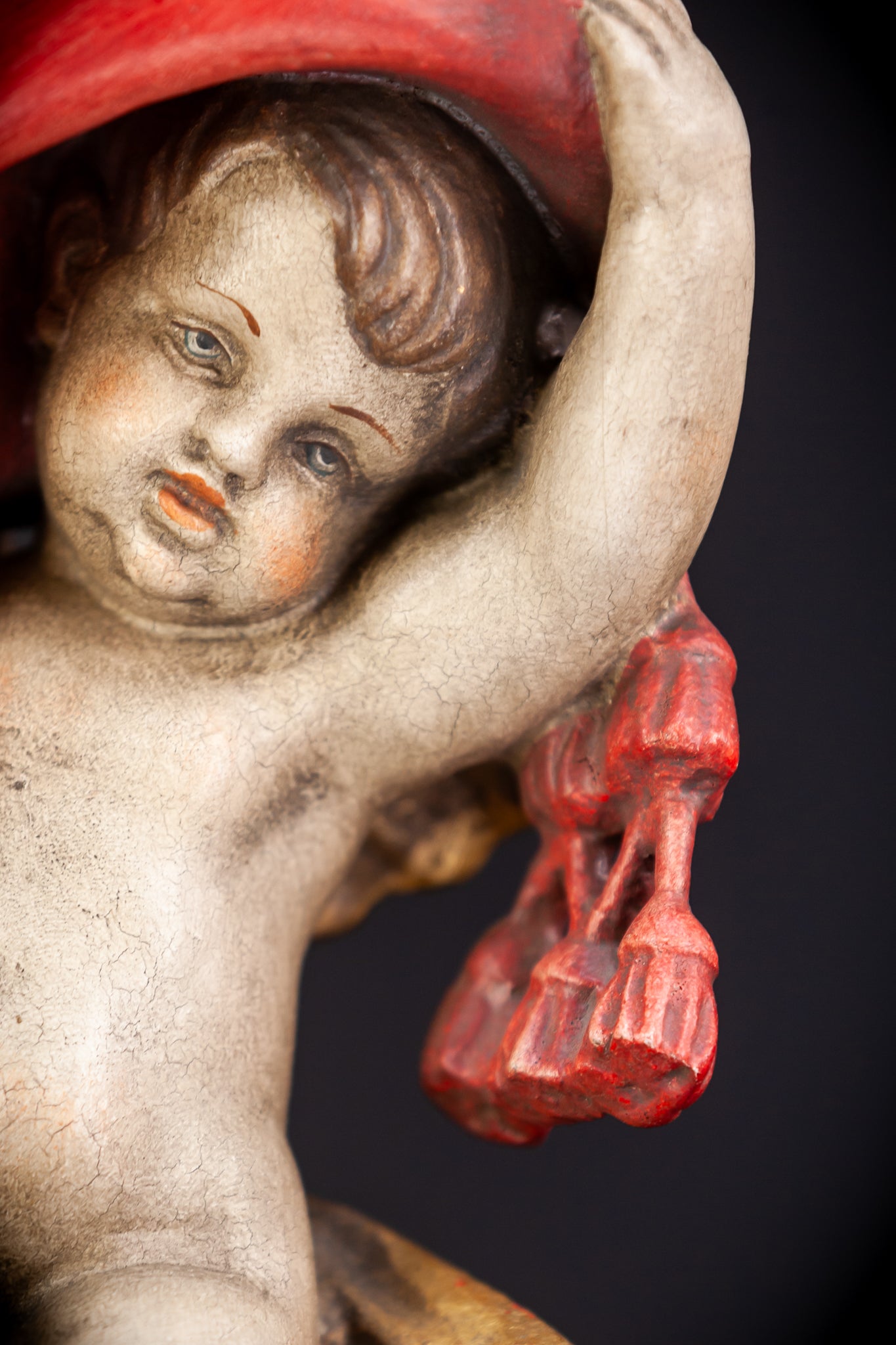 Angel Sculpture | Italian Wooden Cherub | 10"