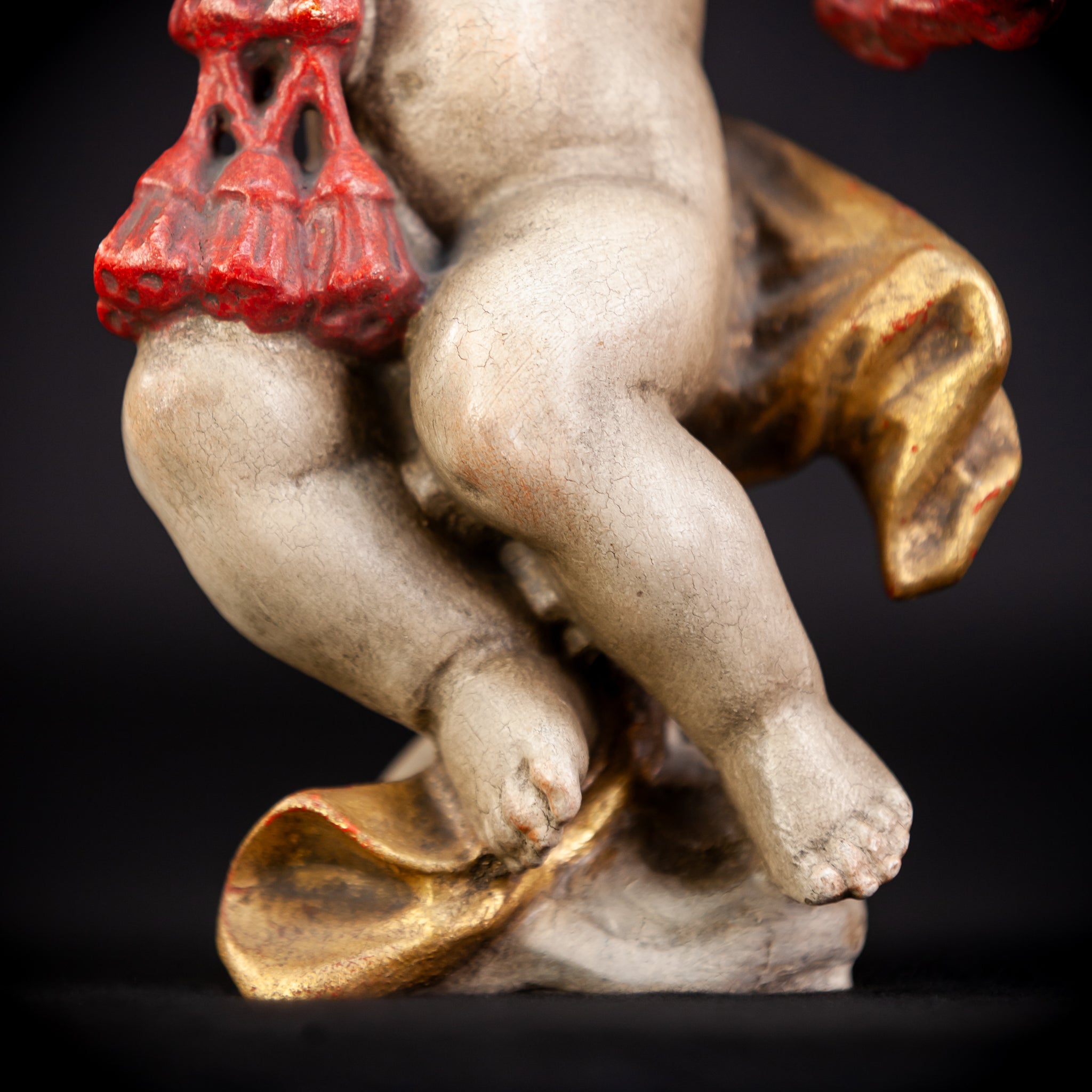 Angel Sculpture | Italian Wooden Cherub | 10"