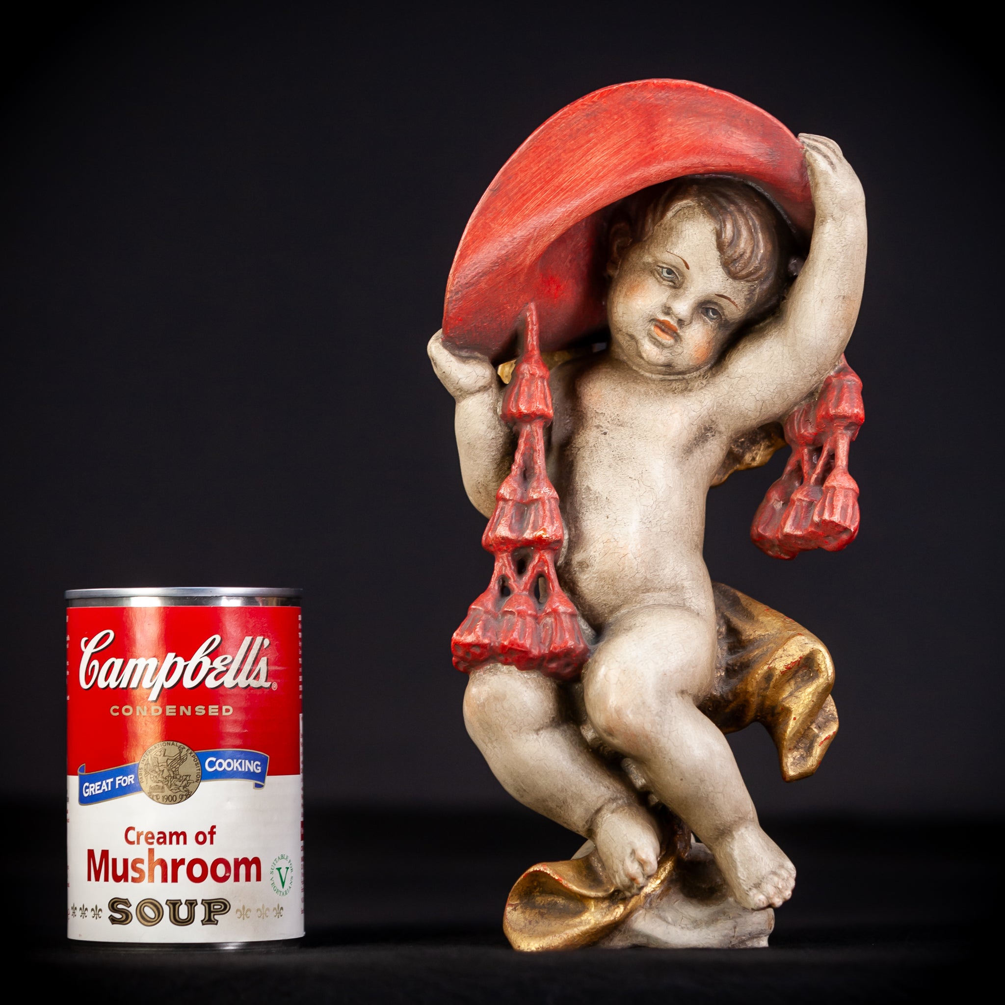 Angel Sculpture | Italian Wooden Cherub | 10"