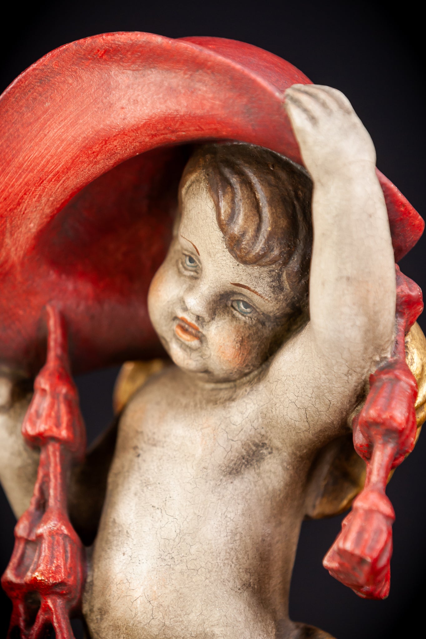 Angel Sculpture | Italian Wooden Cherub | 10"