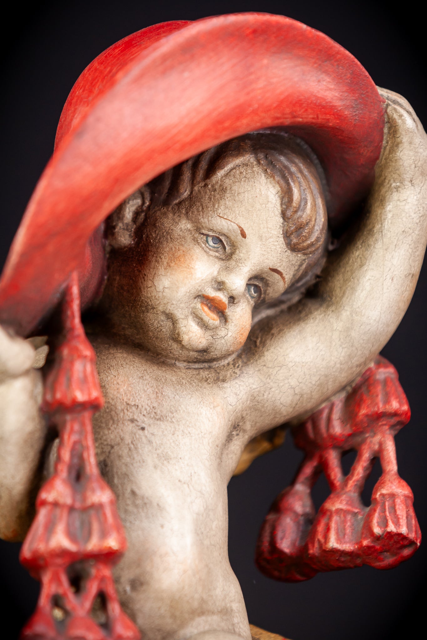 Angel Sculpture | Italian Wooden Cherub | 10"