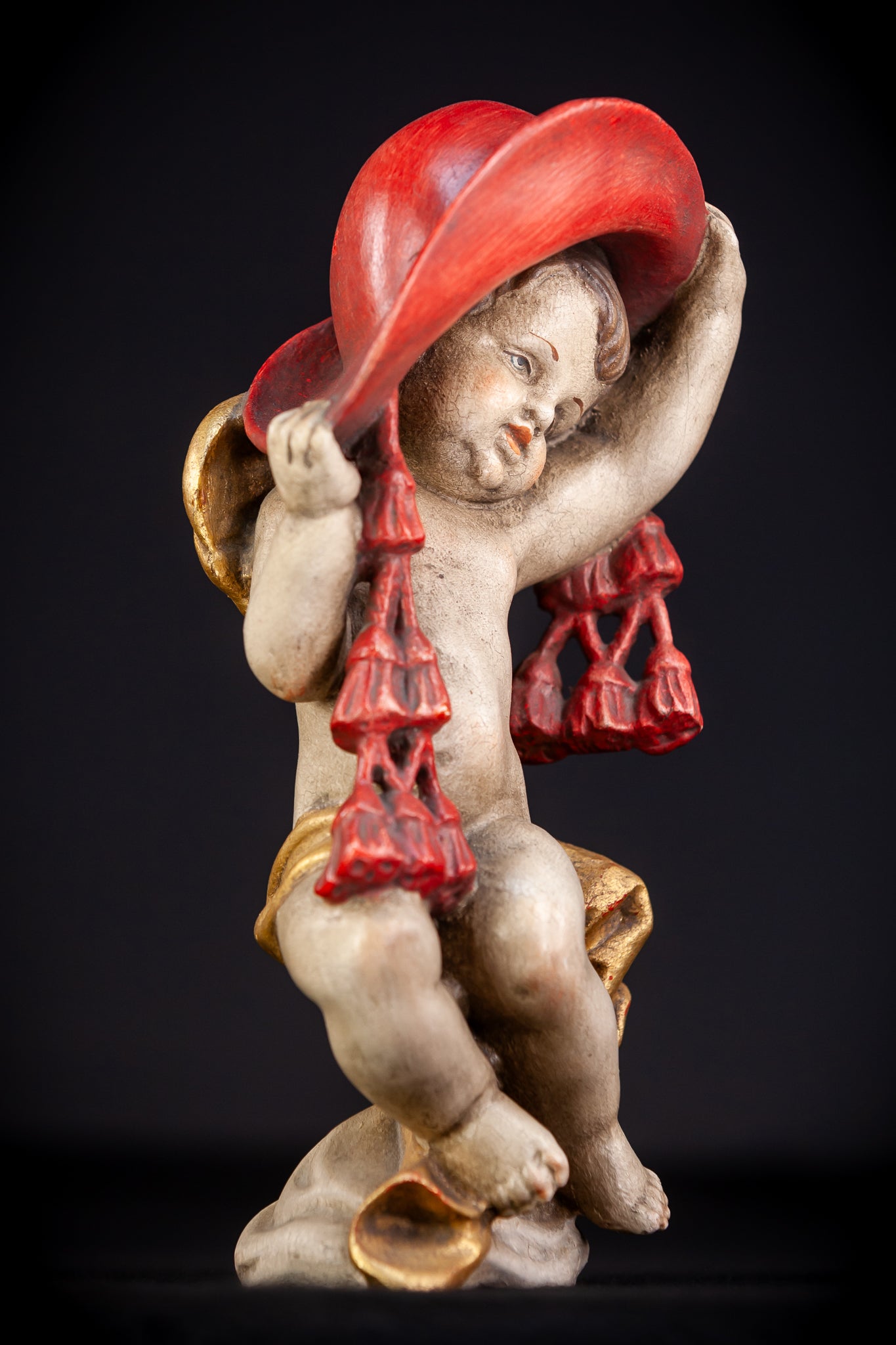 Angel Sculpture | Italian Wooden Cherub | 10"