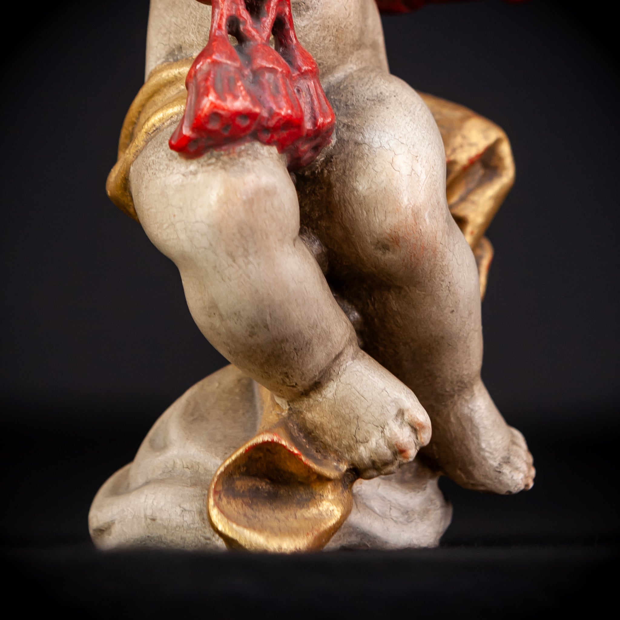 Angel Sculpture | Italian Wooden Cherub | 10"