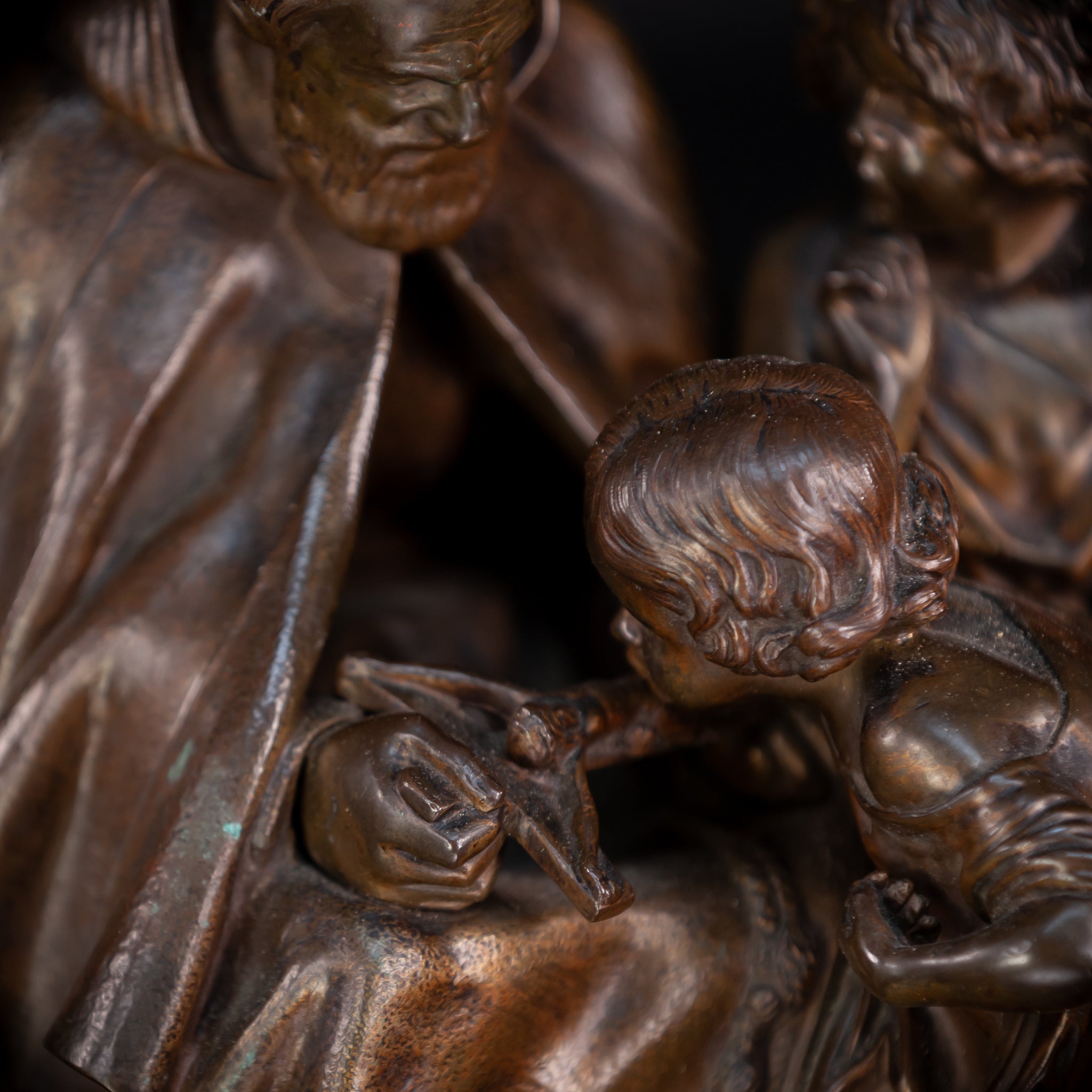 St Benedict with Children Bronze Sculpture | 11"